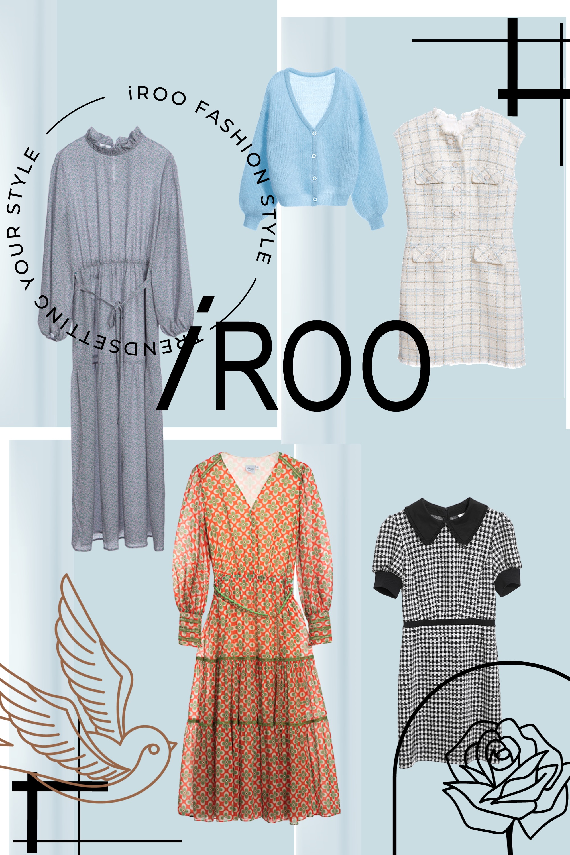 一般洋裝,秋冬穿搭,約會特輯,簡約穿搭,洋裝特輯,格紋,洋裝,白色洋裝,圓領洋裝,針織外套,一般外套,保暖特輯,女王風範,療癒色彩,新年開運特輯,針織,外套