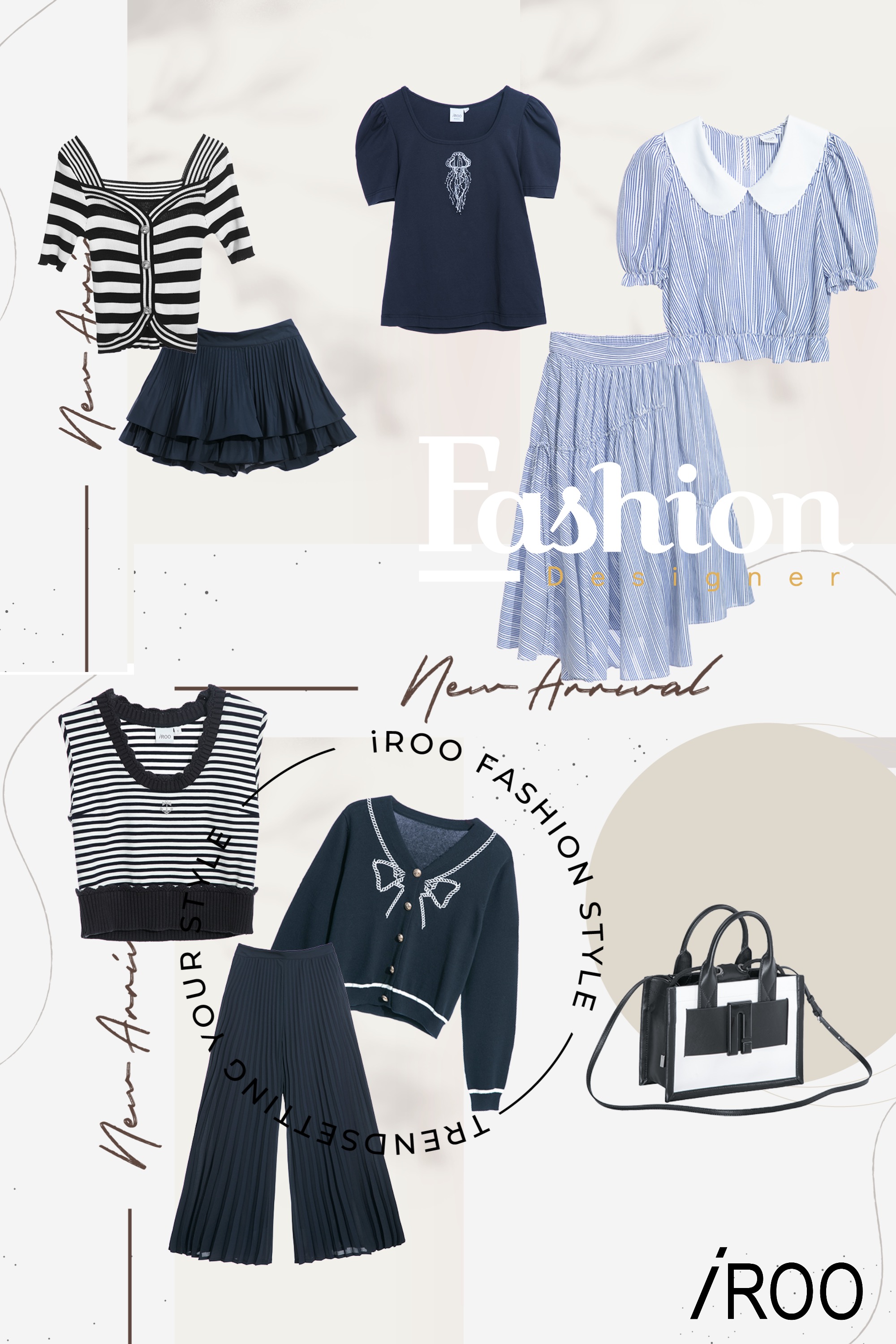 上衣,春夏穿搭,刺繡,條紋,T-Shirt,側背包,手提包,皮革,寬褲,雪紡,褲子,女王風範