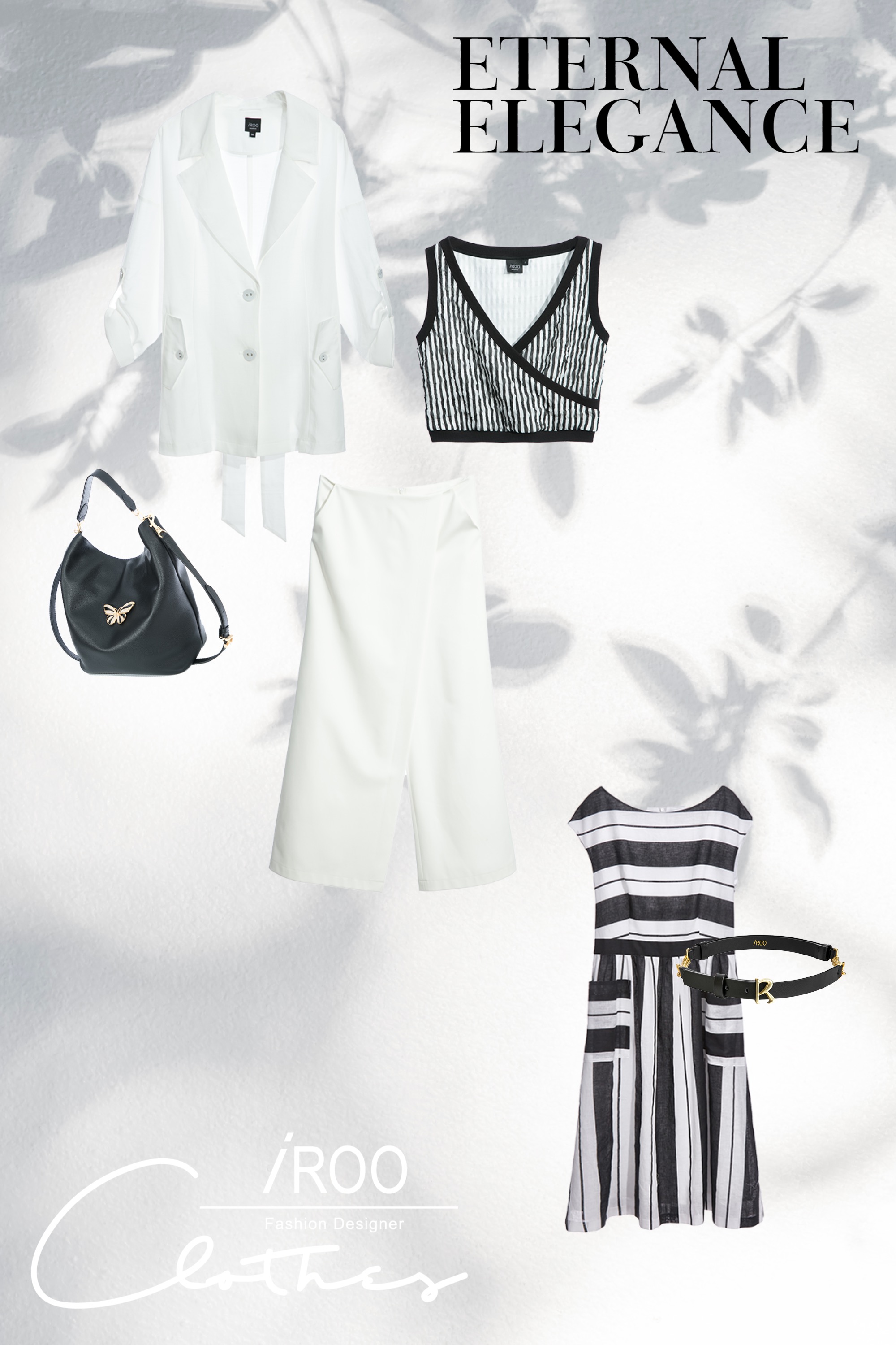 寬褲,春夏穿搭,輕奢渡假,褲子,白色褲子,一般背心,上衣,條紋,背心,側背包,皮革,珍珠,皮帶,秋冬穿搭,開運紅