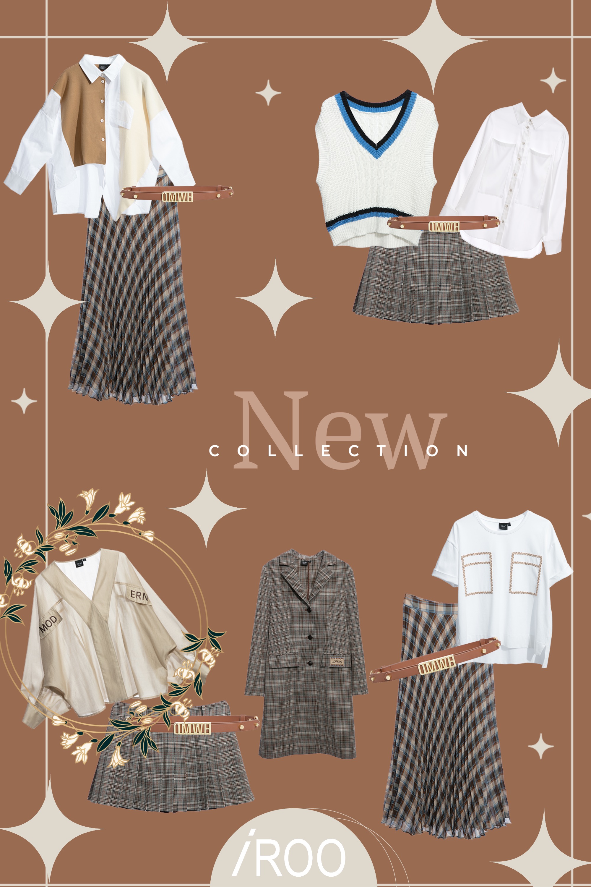 短裙,約會特輯,秋冬穿搭,裙子,格紋,傘,百摺裙,雪紡裙,雪紡,雪紡長裙,西裝外套,一般外套,刺繡,外套,上衣,針織衫,針織,純棉,白色上衣,皮帶,春夏穿搭,人氣商品,皮革,一般背心,背心,針織背心,白色背心