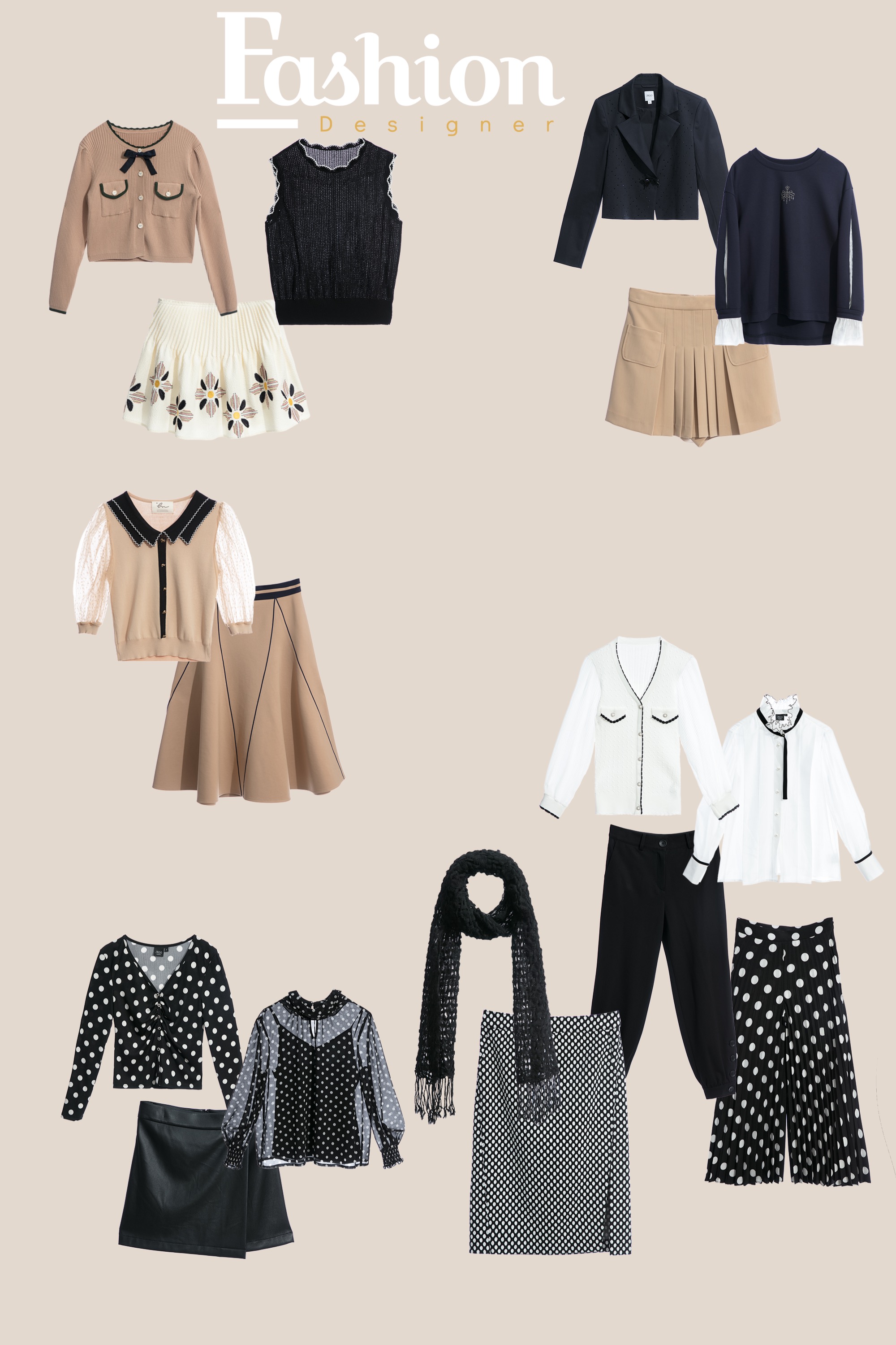 上衣,針織衫,針織,蕾絲,刺繡,秋冬穿搭,長裙,裙子,褲裙,褲子,輕奢渡假,人氣商品,百摺裙,短裙,一般外套,外套,蝴蝶結,一般背心,背心,針織背心,寬褲,哈倫褲,黑色褲子,皮革,黑色裙子,襯衫,白色上衣,荷葉,珍珠,波點,雪紡,內搭上衣,窄裙,純羊毛,圍巾