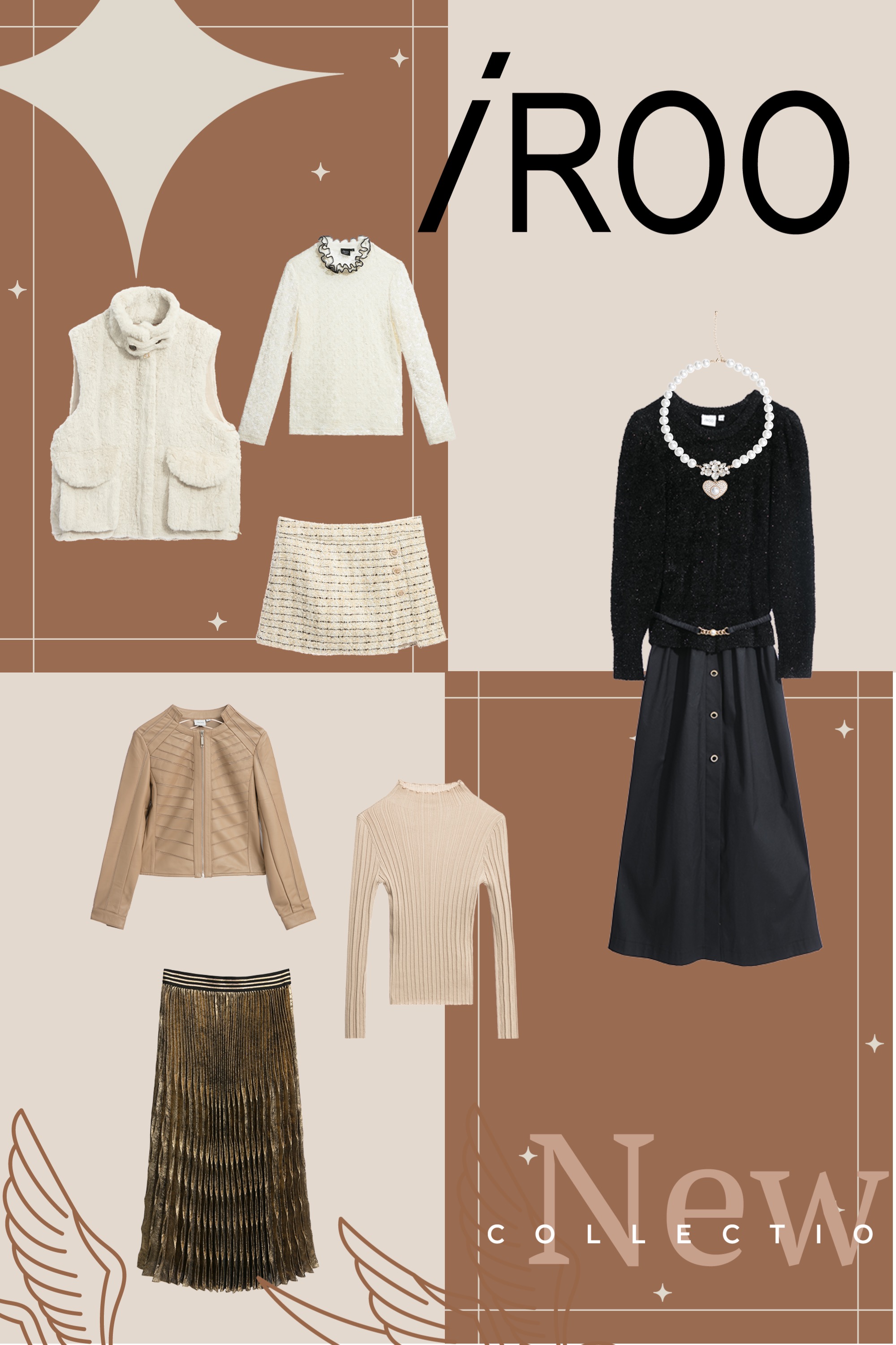 上衣,秋冬穿搭,人氣商品,蕾絲,荷葉,短裙,毛呢花呢,裙子,百摺裙,針織衫,針織,內搭上衣,皮衣,一般外套,皮革,外套,小香風,針織洋裝,長洋裝,洋裝,腰帶,黑色洋裝,珍珠,洋裝特輯,項鍊,飾品,一般洋裝,一般背心,背心