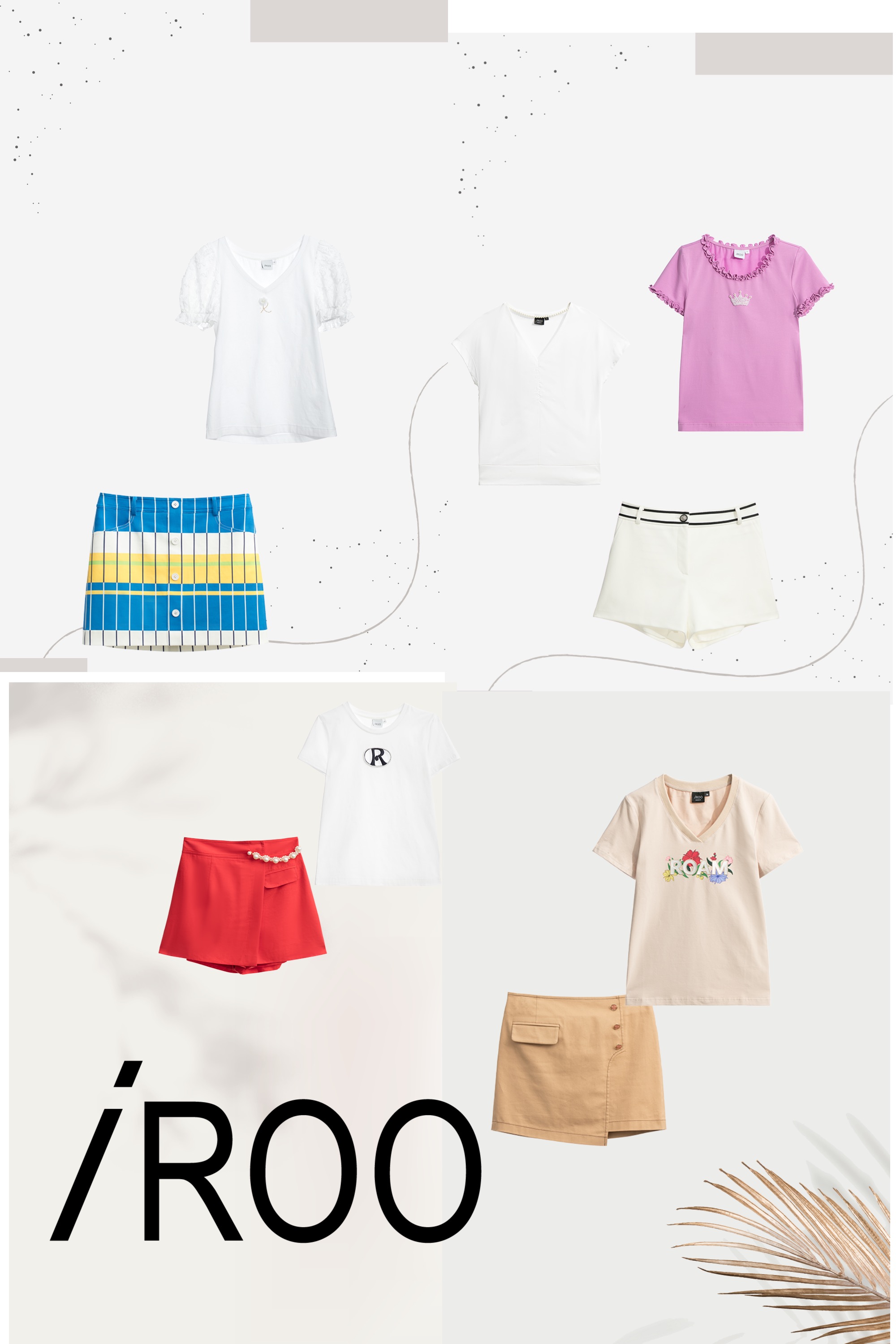 純棉,T-Shirt,春夏穿搭,上衣,白色上衣,短褲,褲子,白色褲子,輕奢渡假,荷葉,珍珠,窄裙,裙子,短裙,人氣商品,繡花,刺繡,褲裙