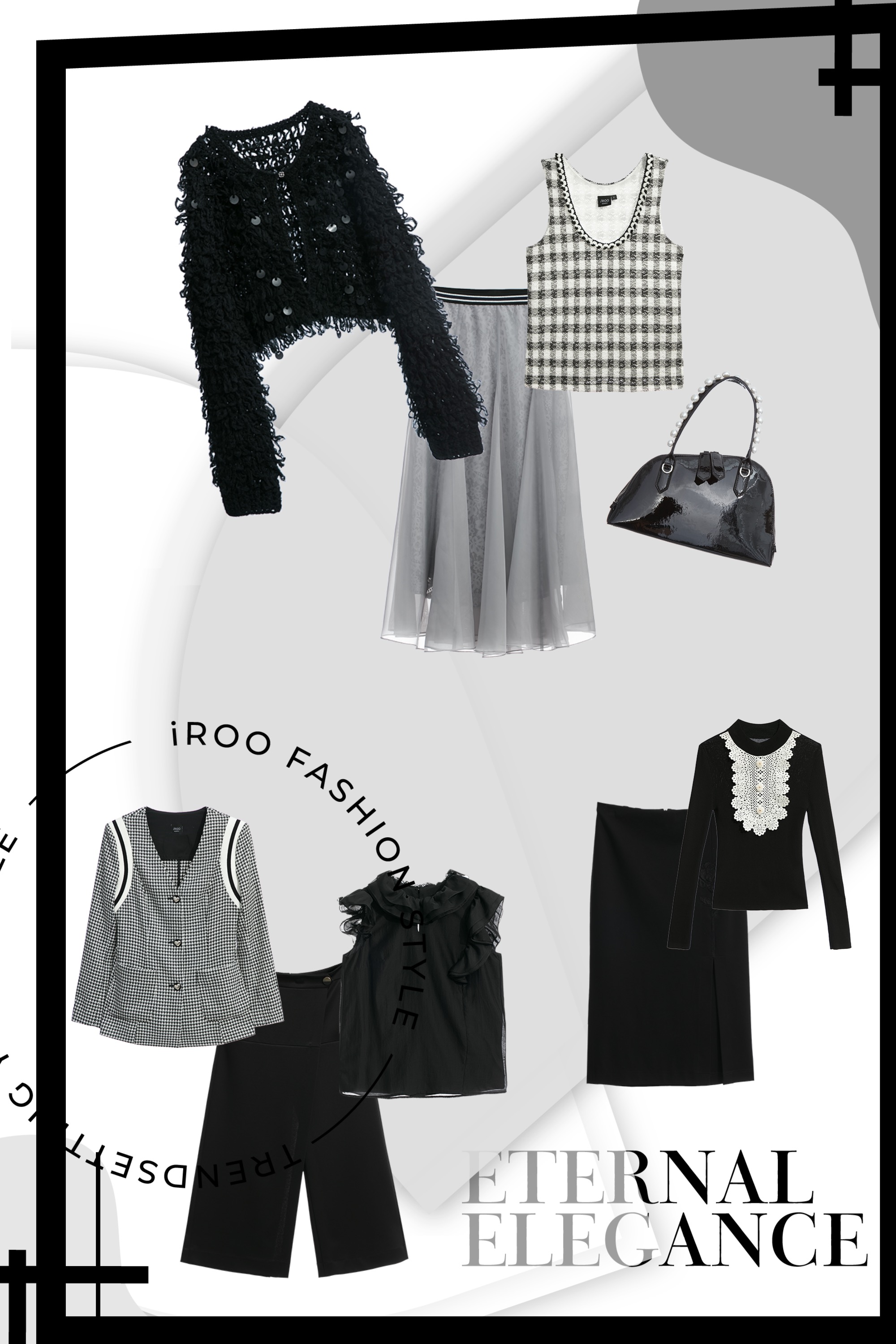 褲裙,秋冬穿搭,上班穿搭,褲子,黑色褲子,手提包,皮革,珍珠,一般外套,春夏穿搭,時髦成套搭配,外套,長裙,蕾絲,蕾絲裙,紗裙,一般背心,荷葉,背心,黑色背心,上衣,格紋,小香風,針織外套,針織,黑色外套,派對特輯,熱門推薦,窄裙,人氣商品,繡花,裙子,黑色裙子,針織衫,輕奢渡假,時髦選品專區,黑色上衣