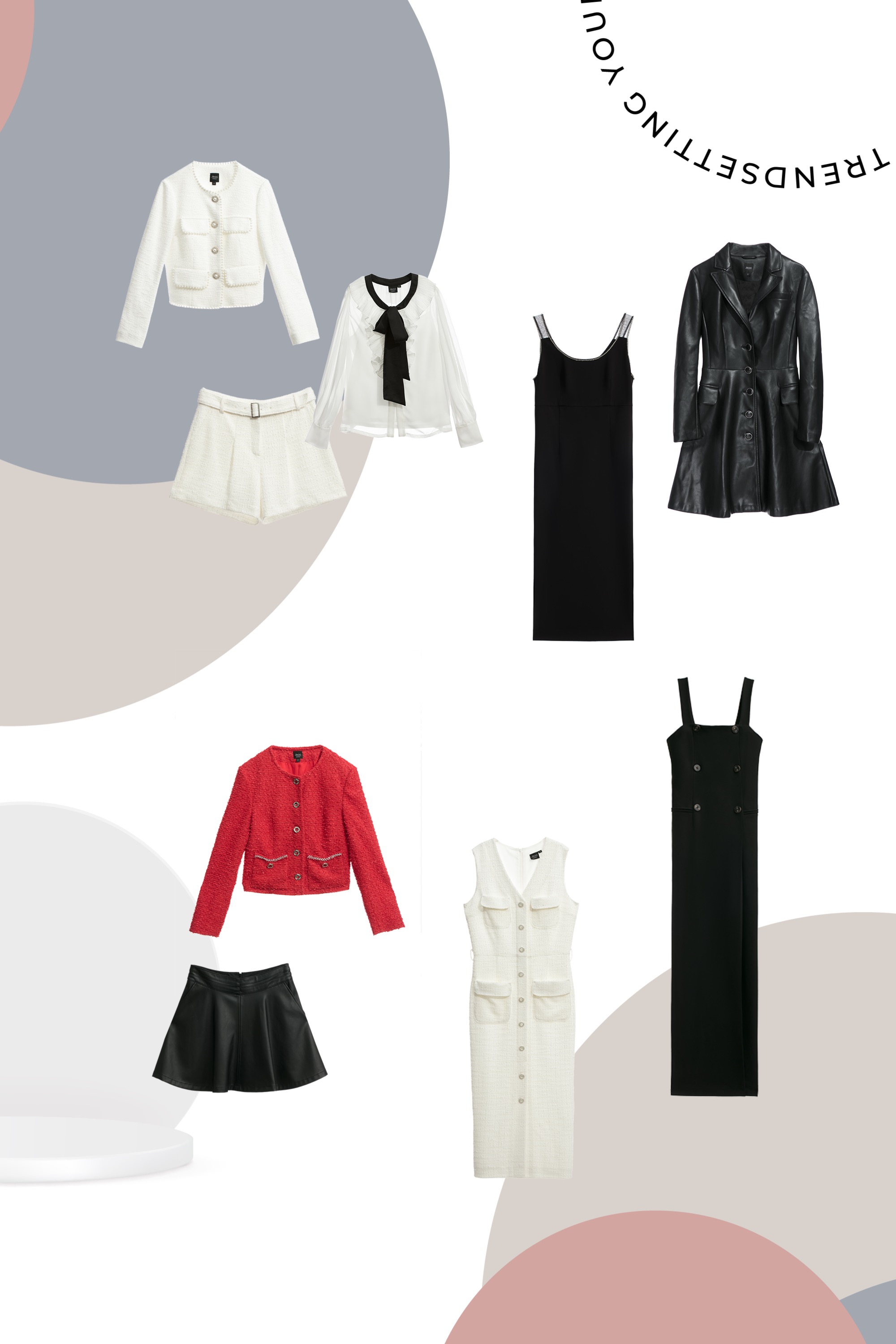 禮服,秋冬穿搭,洋裝特輯,無袖洋裝,洋裝,黑色洋裝,短袖洋裝,一般外套,上班穿搭,人氣商品,時髦成套搭配,針織,毛呢花呢,珍珠,外套,白色外套,派對特輯,小香風,短褲,褲子,白色褲子,一般洋裝,V領洋裝,長洋裝,上衣,一般背心,雪紡,荷葉,背心,白色上衣,內搭上衣,連身褲,寬褲,短裙,皮革,裙子,黑色裙子