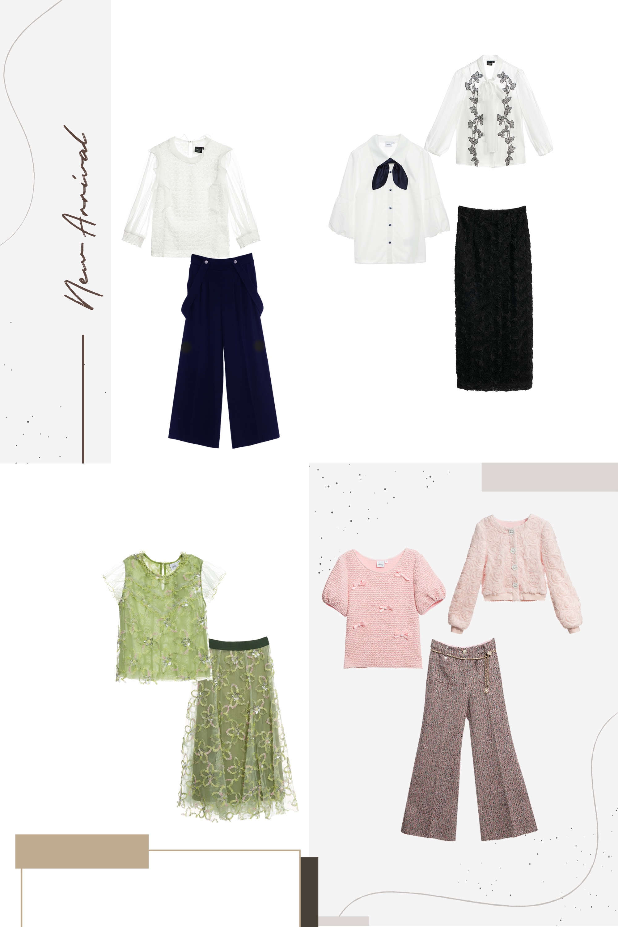 上衣,秋冬穿搭,蕾絲上衣,上班穿搭,花花世界,蕾絲,內搭上衣,約會特輯,春夏穿搭,荷葉,寬褲,褲子,人氣商品,蝴蝶結,白色上衣,長裙,刺繡,網紗,紗裙,窄裙,裙子,黑色裙子,毛呢花呢,小香風,一般外套,外套,一般背心,背心