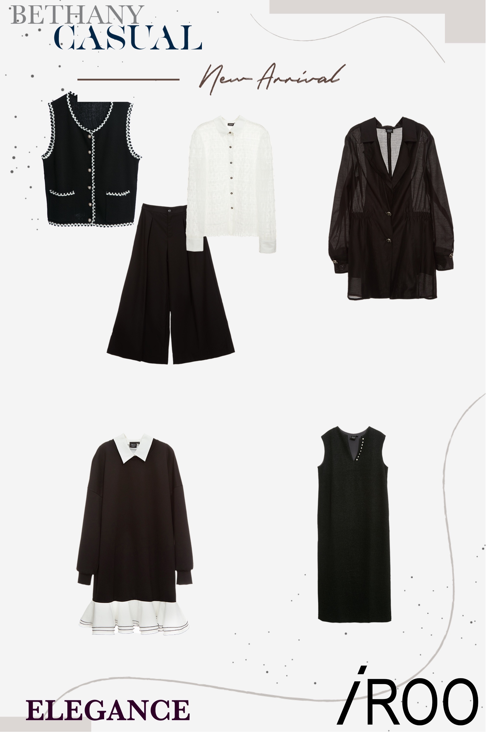 寬褲,上班穿搭,春夏穿搭,褲子,黑色褲子,一般外套,外套,黑色外套,一般背心,針織,秋冬穿搭,背心,黑色背心,針織背心,毛呢花呢,上衣,襯衫,蕾絲上衣,蕾絲,花花世界,一般洋裝,約會特輯,洋裝特輯,荷葉,洋裝,黑色洋裝,長袖洋裝,V領洋裝,人氣商品,珍珠,無袖洋裝,短袖洋裝