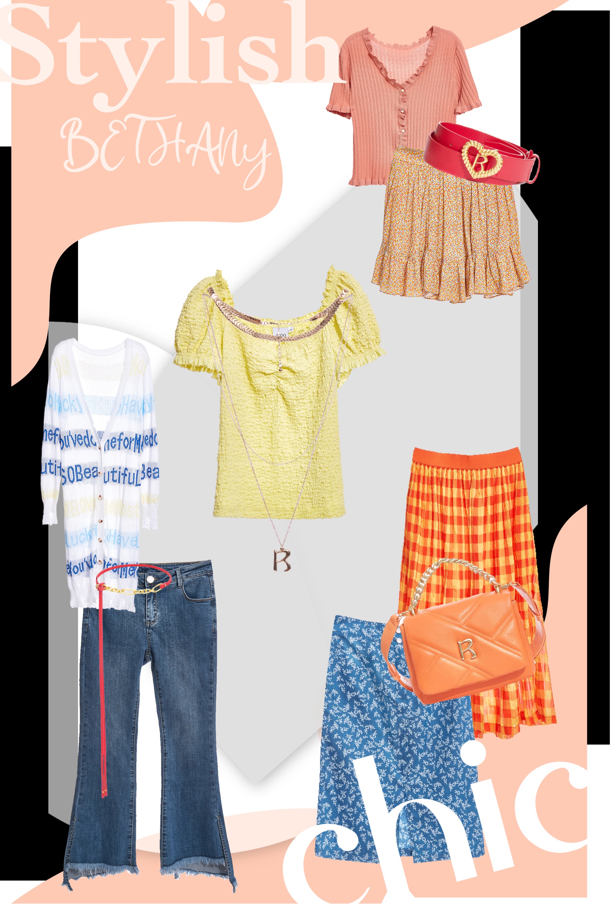 喇叭褲,春夏穿搭,牛仔褲,旅行穿搭,視覺顯瘦,牛仔,褲子,側背包,肩背包,皮革,皮帶,項鍊,飾品