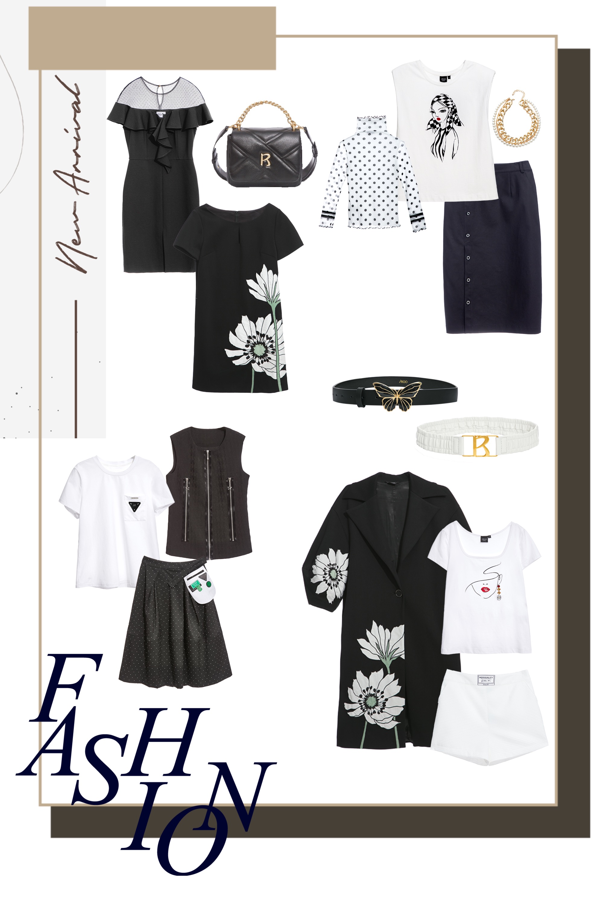 一般洋裝,秋冬穿搭,約會特輯,派對特輯,人氣商品,洋裝特輯,荷葉,洋裝,黑色洋裝,長大衣,一般外套,原創印花,刺繡,外套,黑色外套,上衣,白色上衣,內搭上衣,短褲,褲子,白色褲子,格紋,一般背心,T-Shirt,背心,T恤,白色背心,皮帶,皮革,項鍊,飾品,珍珠,黑色背心,背心外套,純棉,舒適主義,針織,春夏穿搭,側背包,肩背包