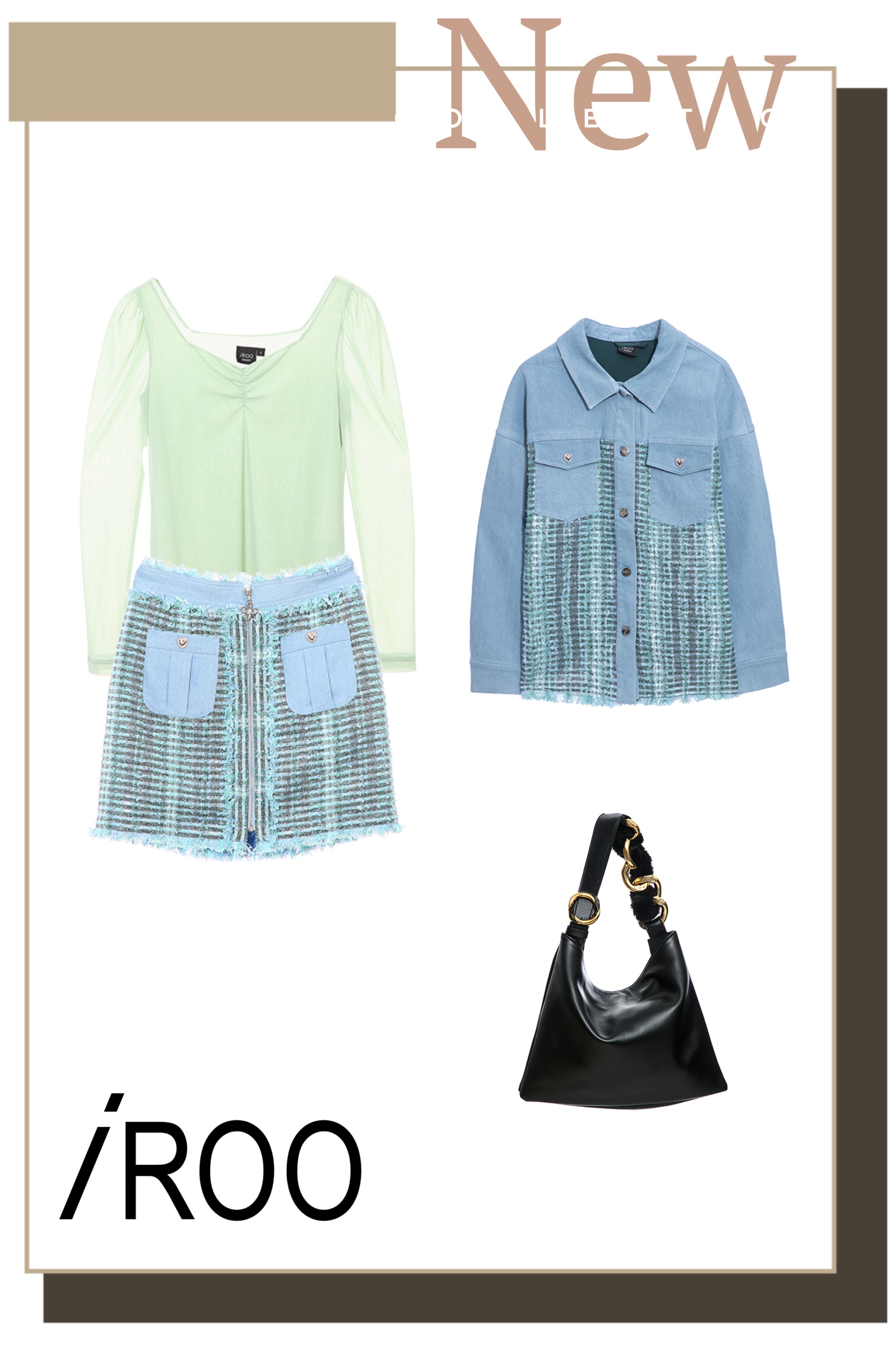 窄裙,秋冬穿搭,牛仔裙,輕奢渡假,時髦成套搭配,牛仔,裙子,牛仔外套,一般外套,保暖特輯,外套,側背包,肩背包,皮革