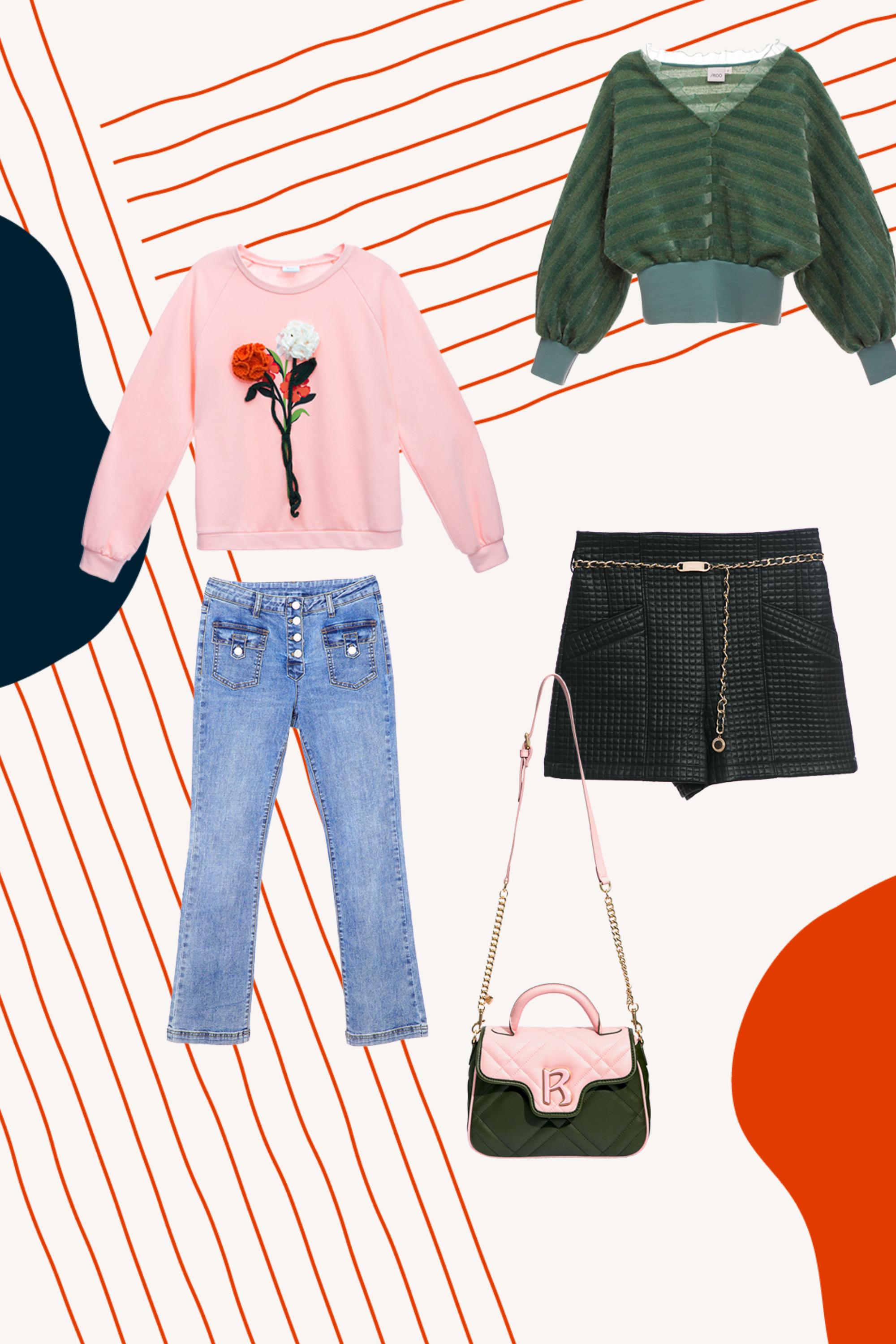 短褲,秋冬穿搭,格紋,褲子,黑色褲子,上衣,針織,荷葉,約會特輯,牛仔褲,春夏穿搭,牛仔,側背包,肩背包,皮革