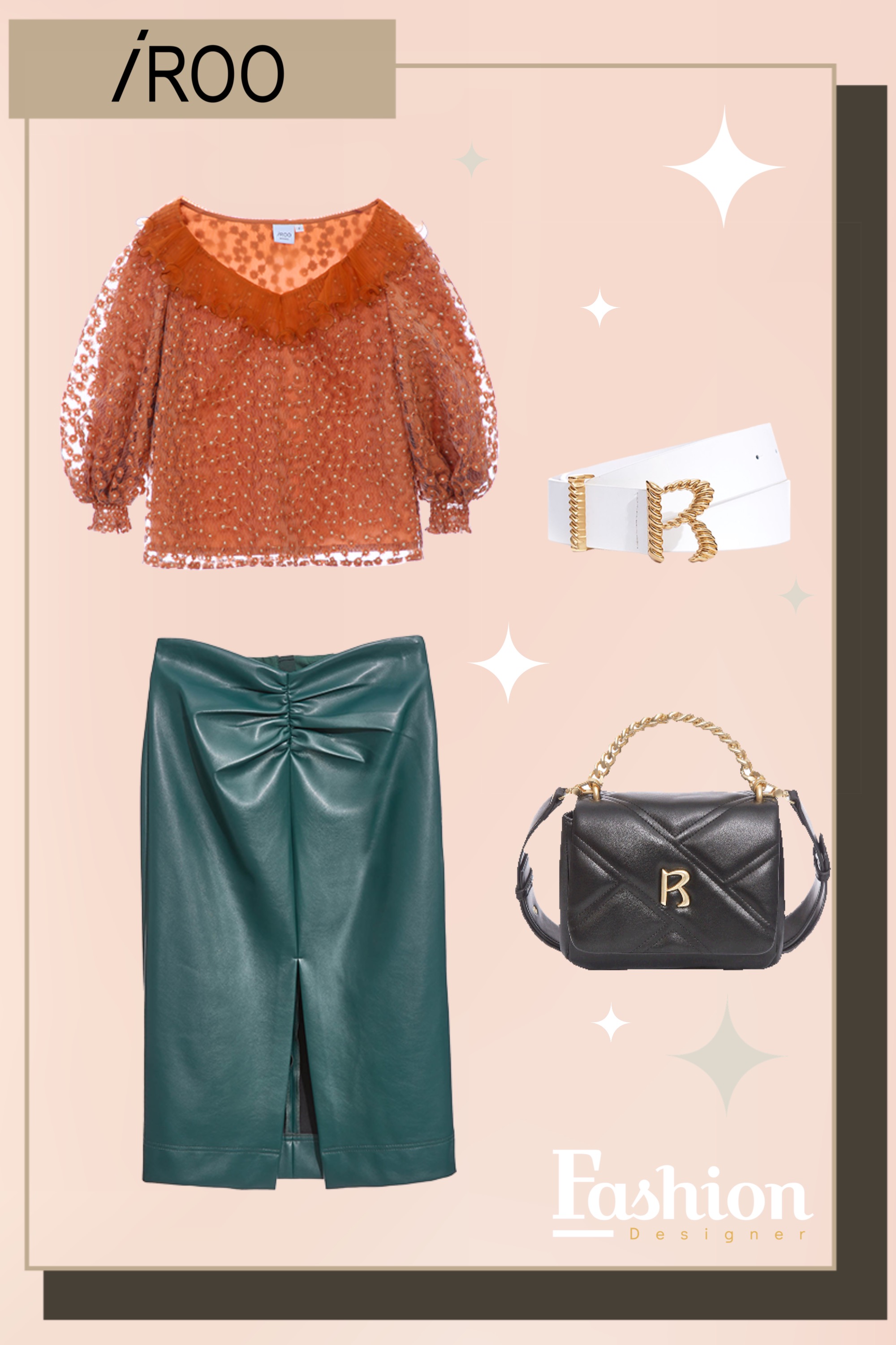 上衣,秋冬穿搭,約會特輯,繡花,荷葉,皮帶,開運紅,新年開運特輯,皮革,側背包,春夏穿搭,肩背包