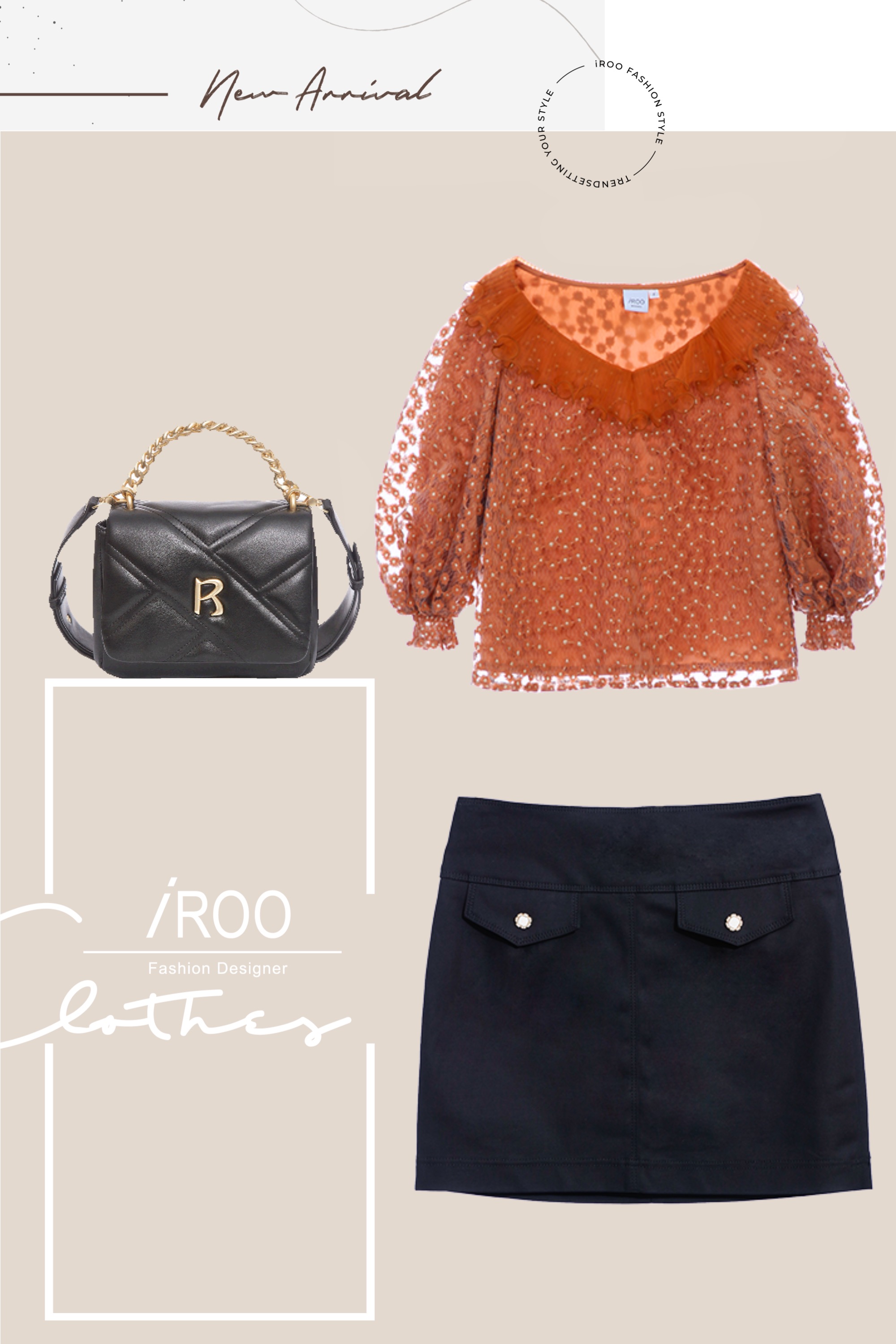 上衣,秋冬穿搭,約會特輯,繡花,荷葉,短裙,裙子,黑色裙子,側背包,春夏穿搭,肩背包,皮革