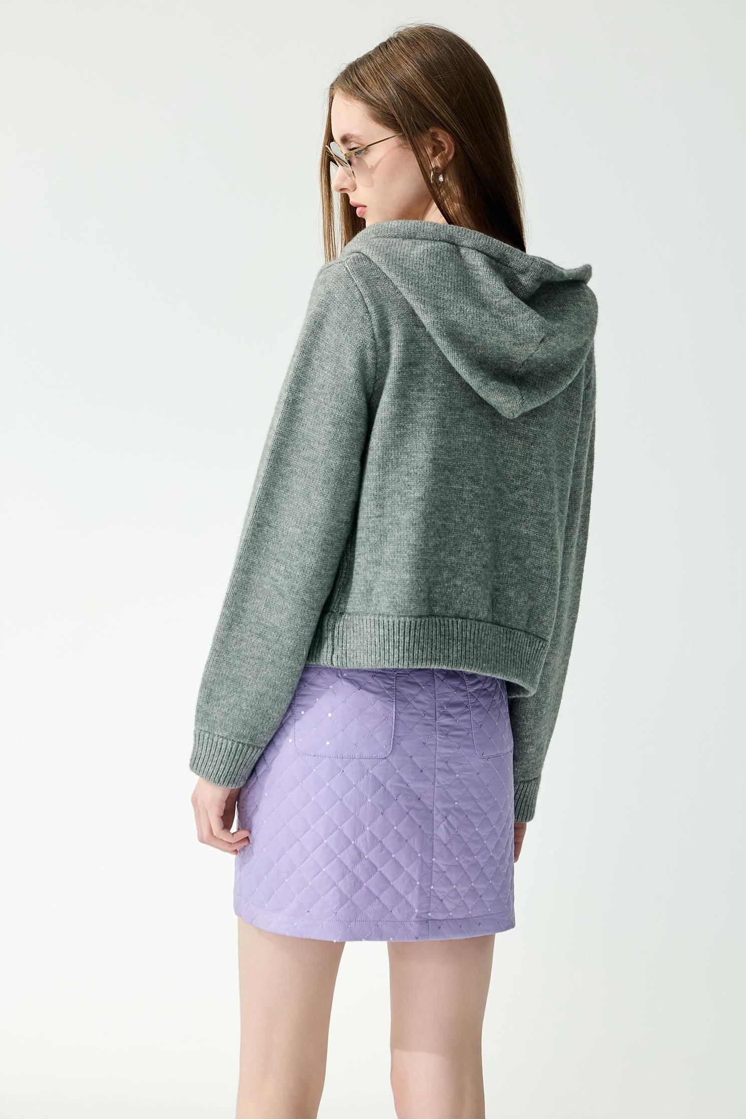 薄暮灰學院風連帽針織外套薄暮灰學院風連帽針織外套,一般外套,外套,秋冬穿搭,針織,針織外套