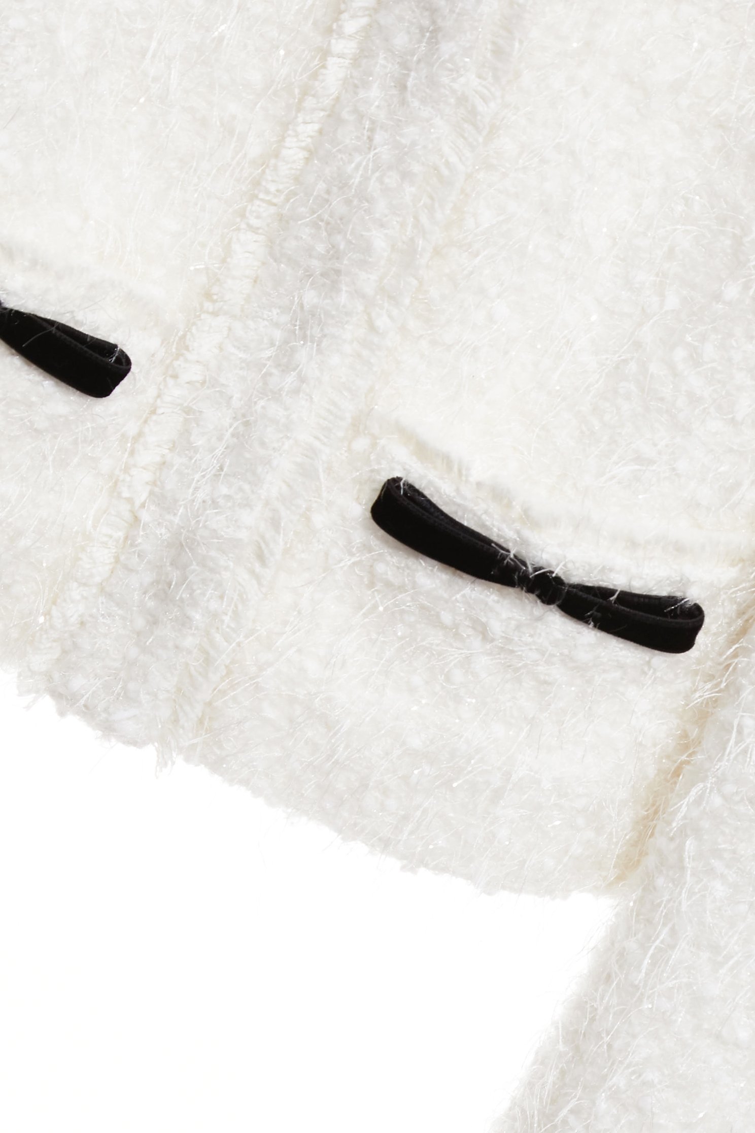 彈性花呢羽毛紗黑蝴蝶結縫飾外套彈性花呢羽毛紗黑蝴蝶結縫飾外套,一般外套,外套,春夏穿搭,白色外套,蝴蝶結