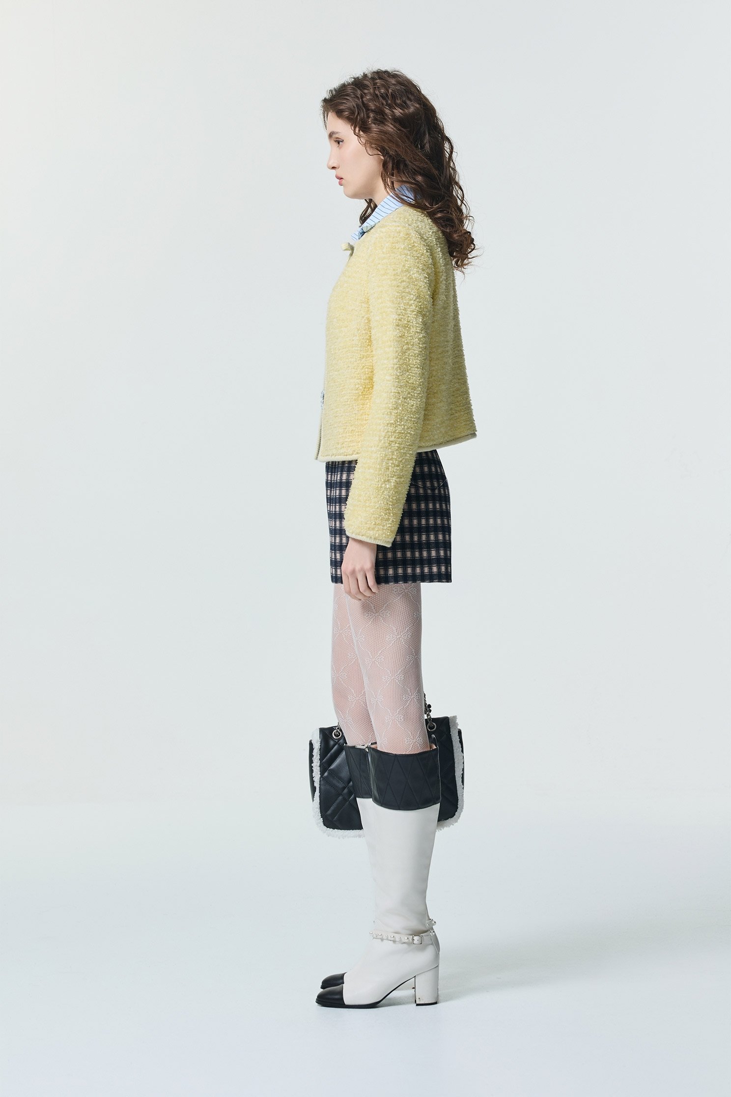 蒼穹黃花呢紗外套蒼穹黃花呢紗外套,一般外套,上班OL穿搭,外套,小香風,小香風外套,秋冬穿搭,簡約穿搭,約會特輯,蝴蝶結