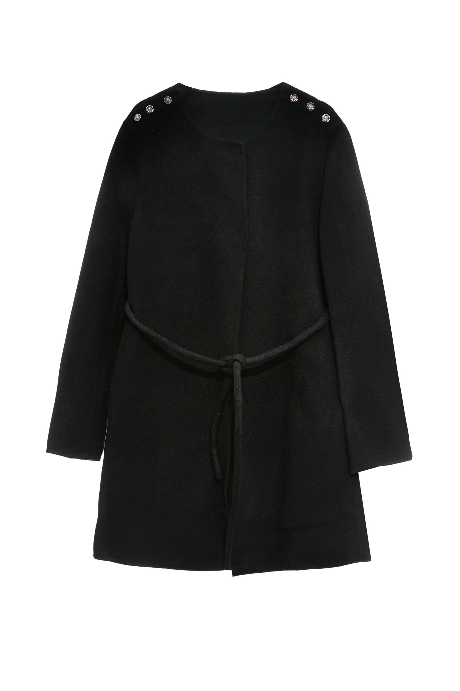 極致黑羊毛中長大衣極致黑羊毛中長大衣,一般外套,外套,春夏穿搭,珍珠,黑色外套