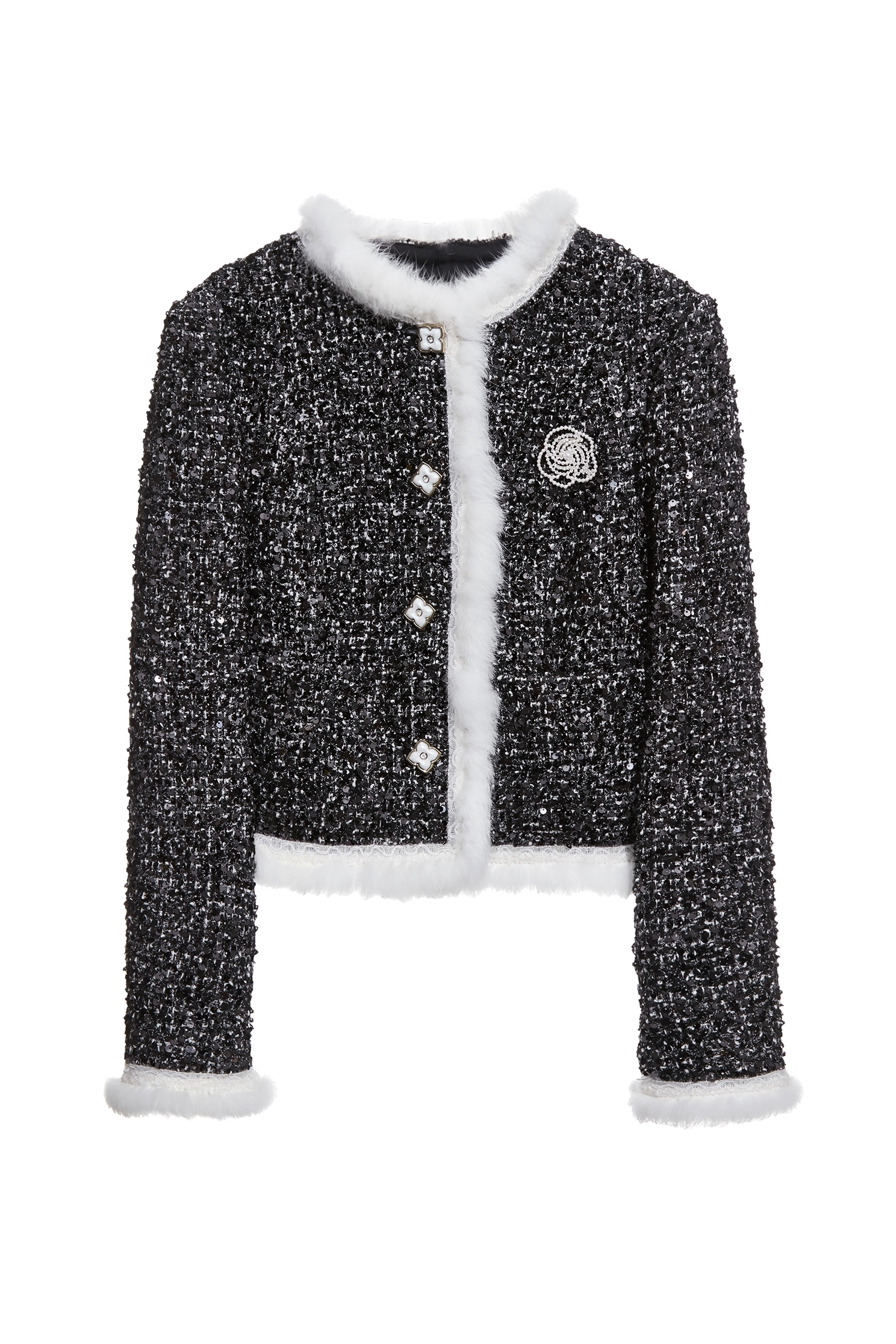 珍珠花朵別針小香復古外套珍珠花朵別針小香復古外套,一般外套,上班OL穿搭,人氣商品,外套,春夏穿搭,派對特輯,珍珠,黑色外套