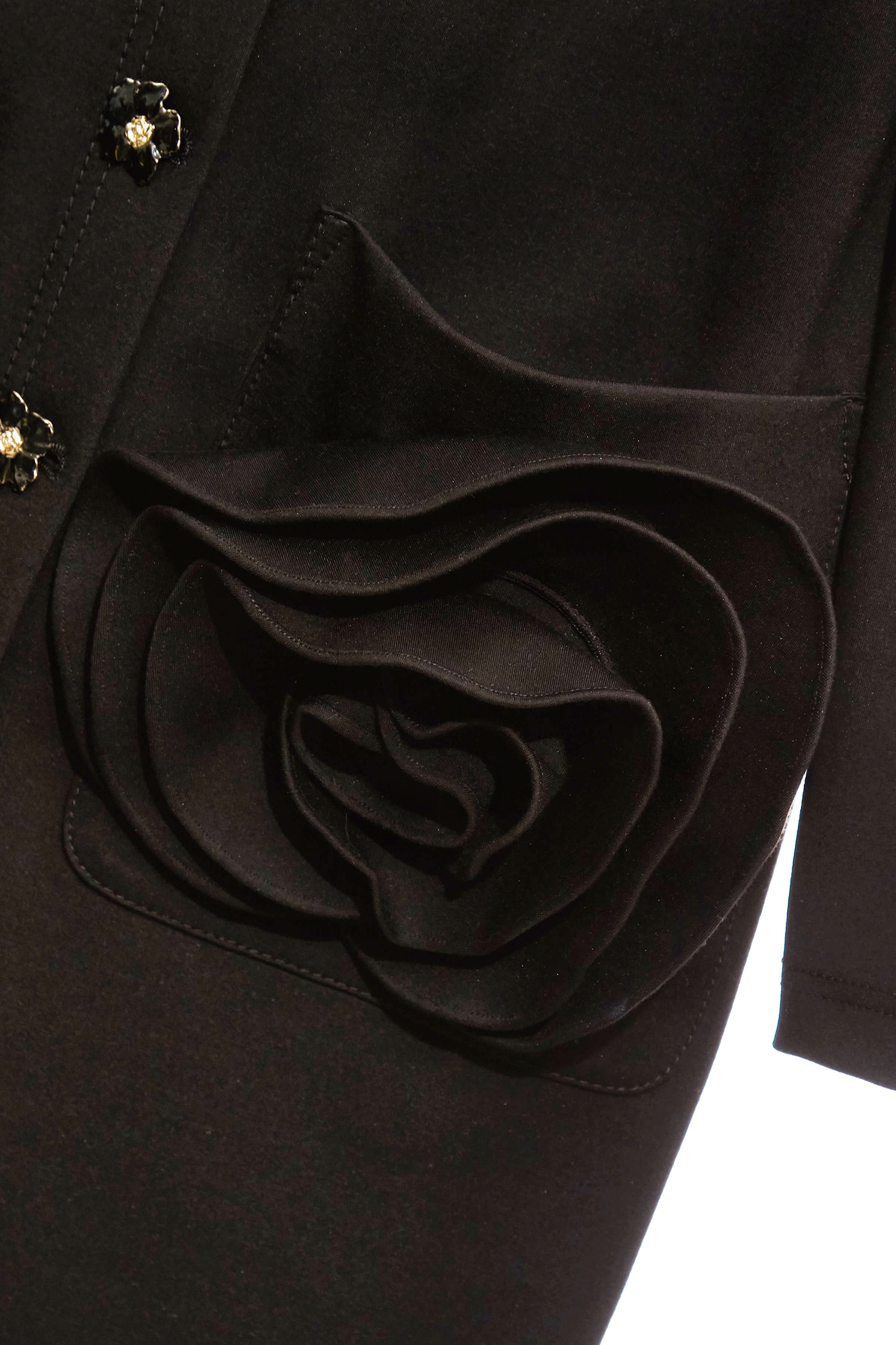 玫瑰繞花過膝長外套玫瑰繞花過膝長外套,一般外套,上班OL穿搭,外套,春夏穿搭,約會特輯,黑色外套