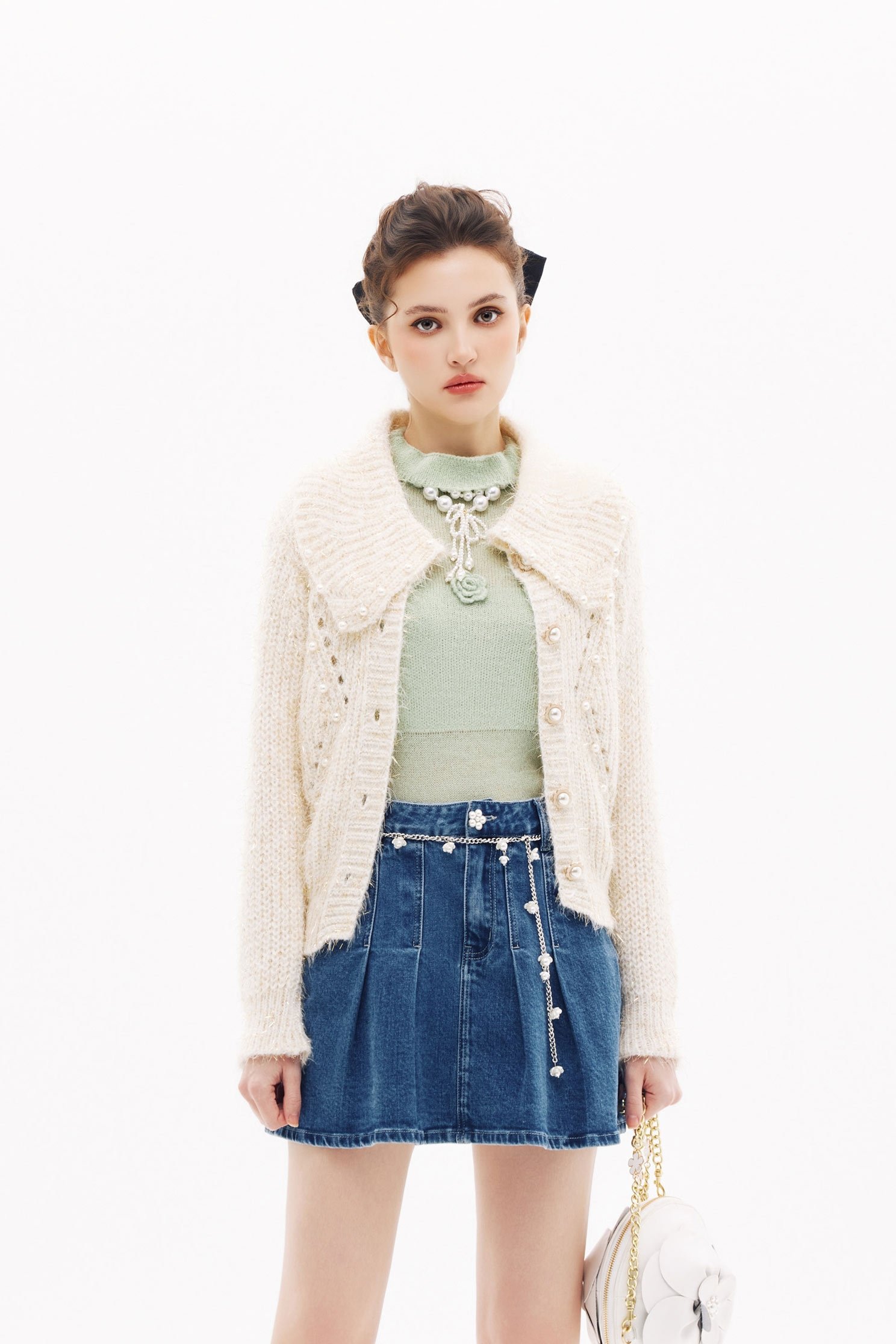 金蔥流蘇開襟針織外套金蔥流蘇開襟針織外套,一般外套,外套,春夏穿搭,珍珠,針織,針織外套