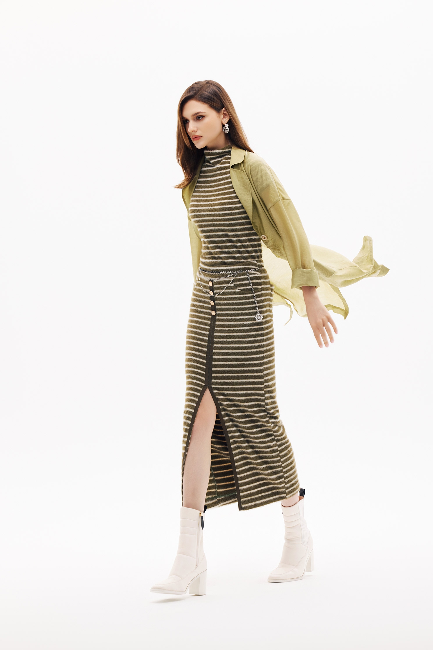 冷調抹茶色飄逸長外套冷調抹茶色飄逸長外套,一般外套,外套,春夏穿搭