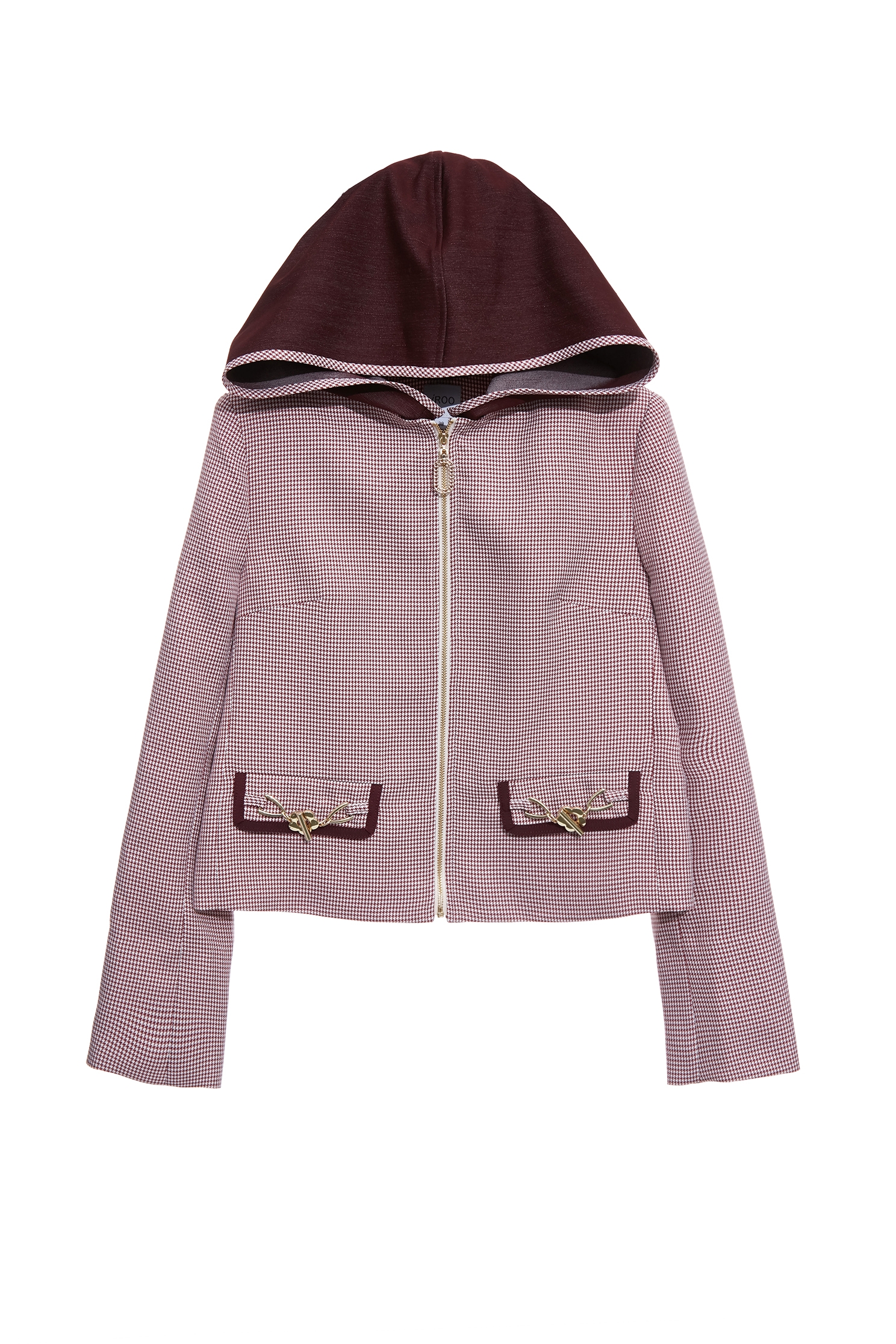 櫻桃巧克力色格紋外套櫻桃巧克力色格紋外套,一般外套,外套,春夏穿搭,格紋,連帽外套