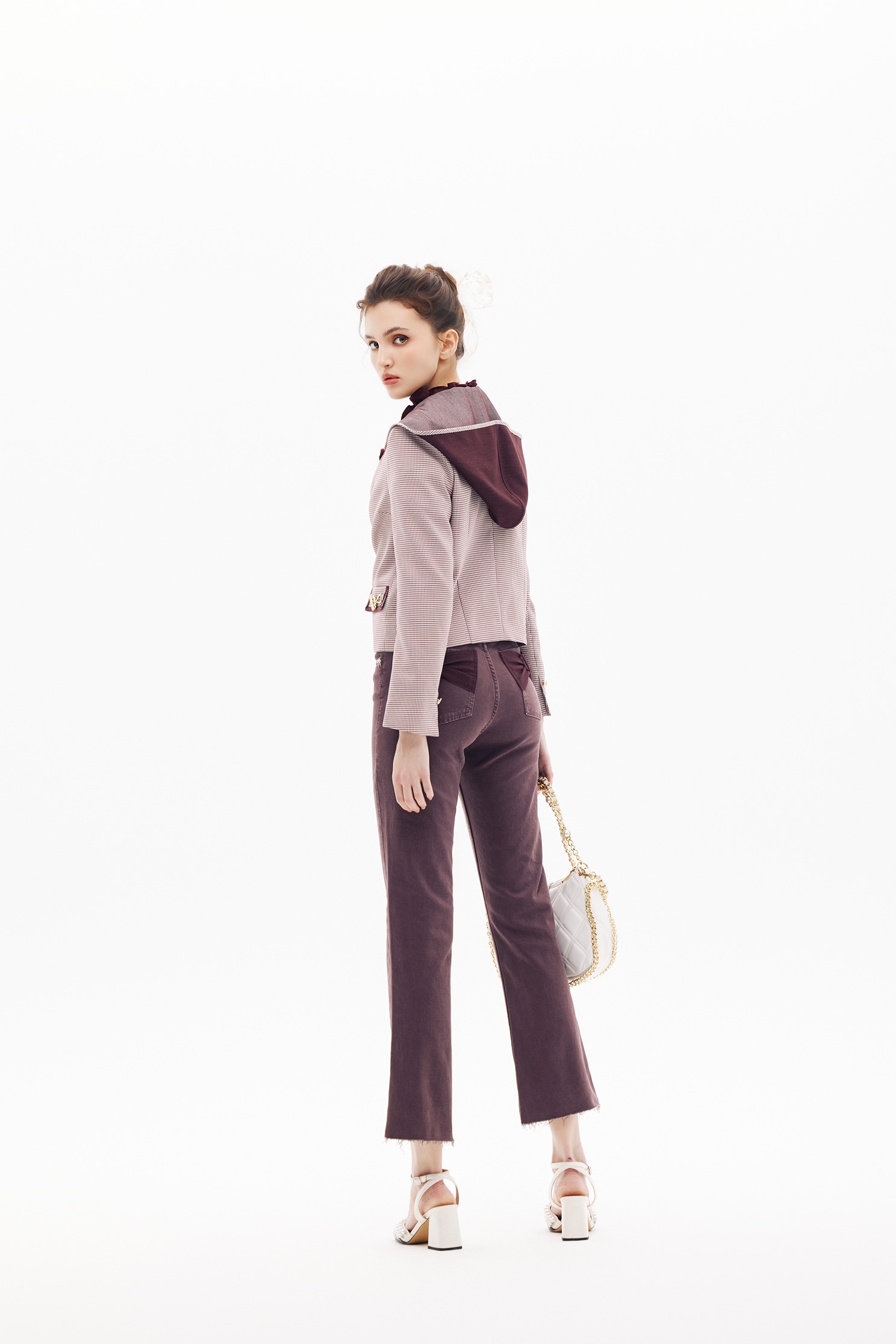 櫻桃巧克力色格紋外套櫻桃巧克力色格紋外套,一般外套,外套,春夏穿搭,格紋,連帽外套