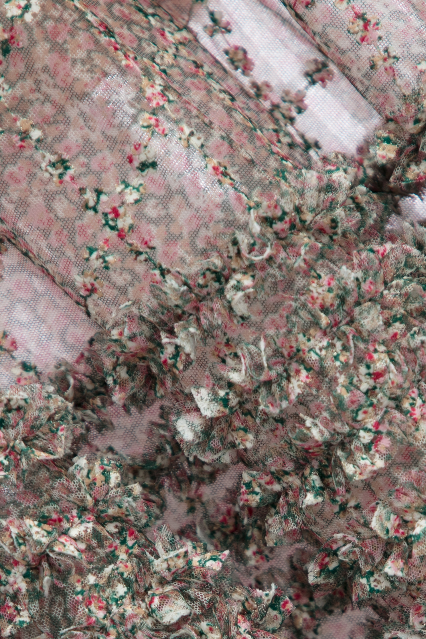 印花綴繡花網紗長裙印花綴繡花網紗長裙,刺繡,派對特輯,秋冬穿搭,網紗,網裙,繡花