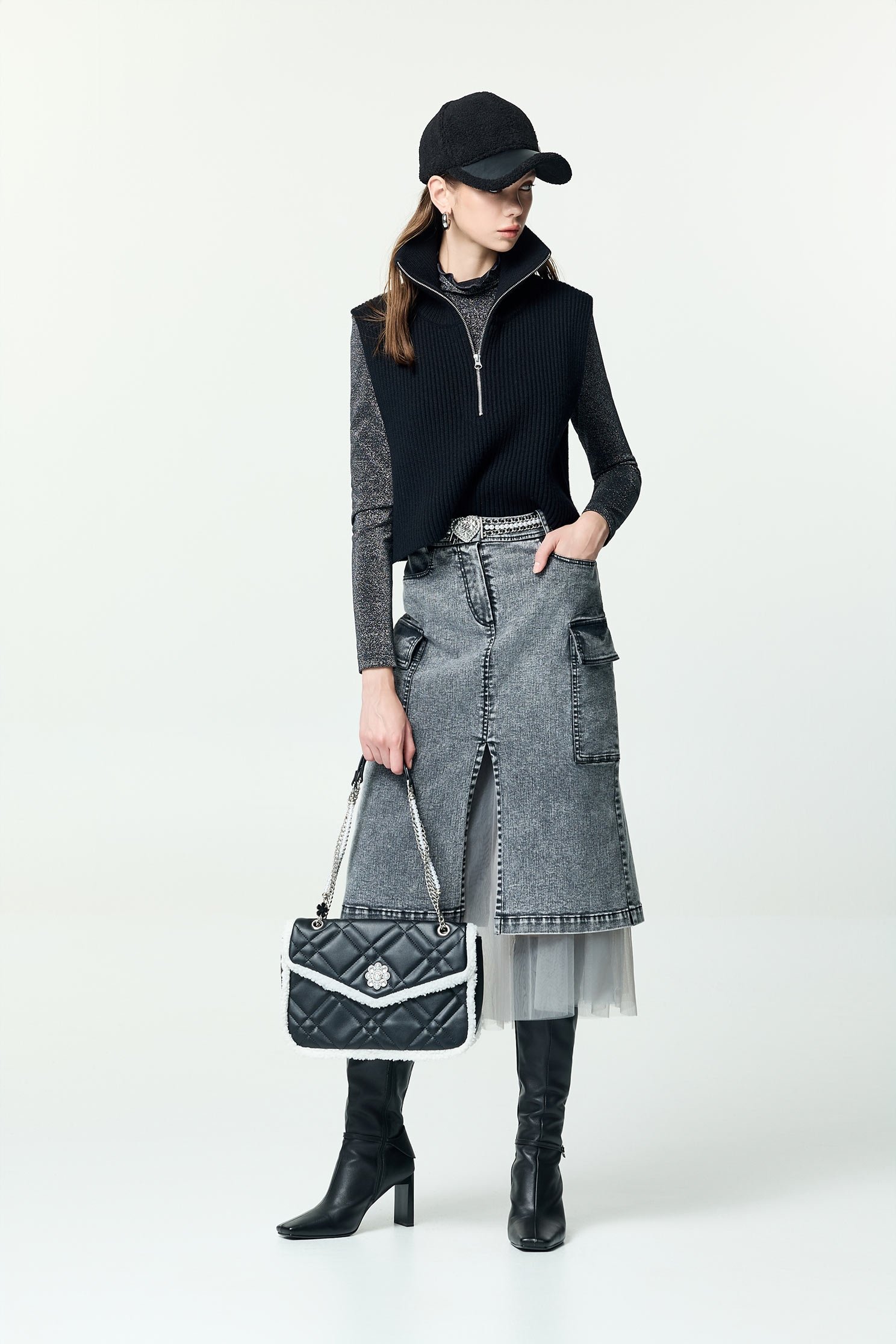 月光灰牛仔裙月光灰牛仔裙,牛仔,牛仔裙,秋冬穿搭,網紗,黑色裙子