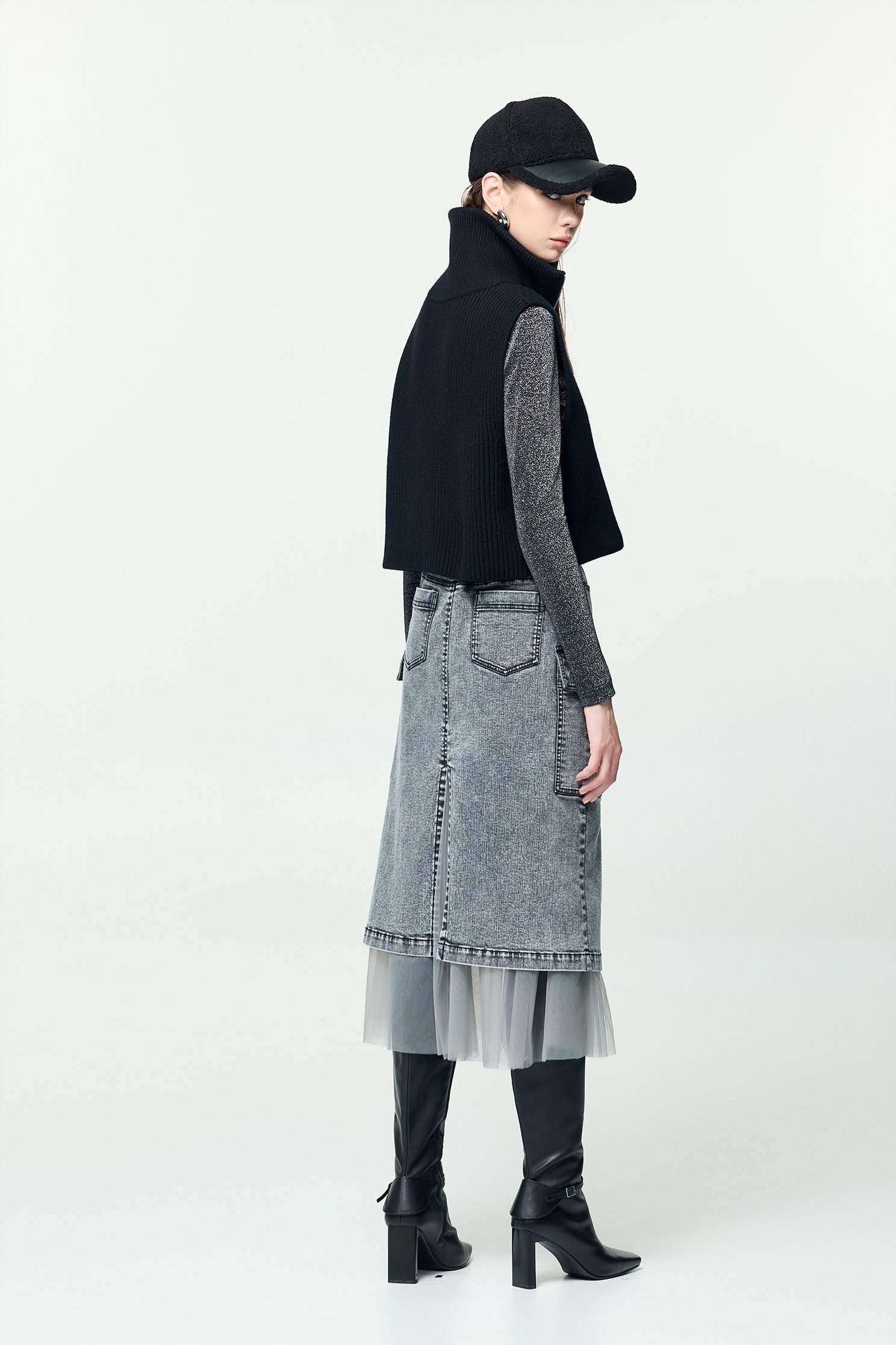 月光灰牛仔裙月光灰牛仔裙,牛仔,牛仔裙,秋冬穿搭,網紗,黑色裙子