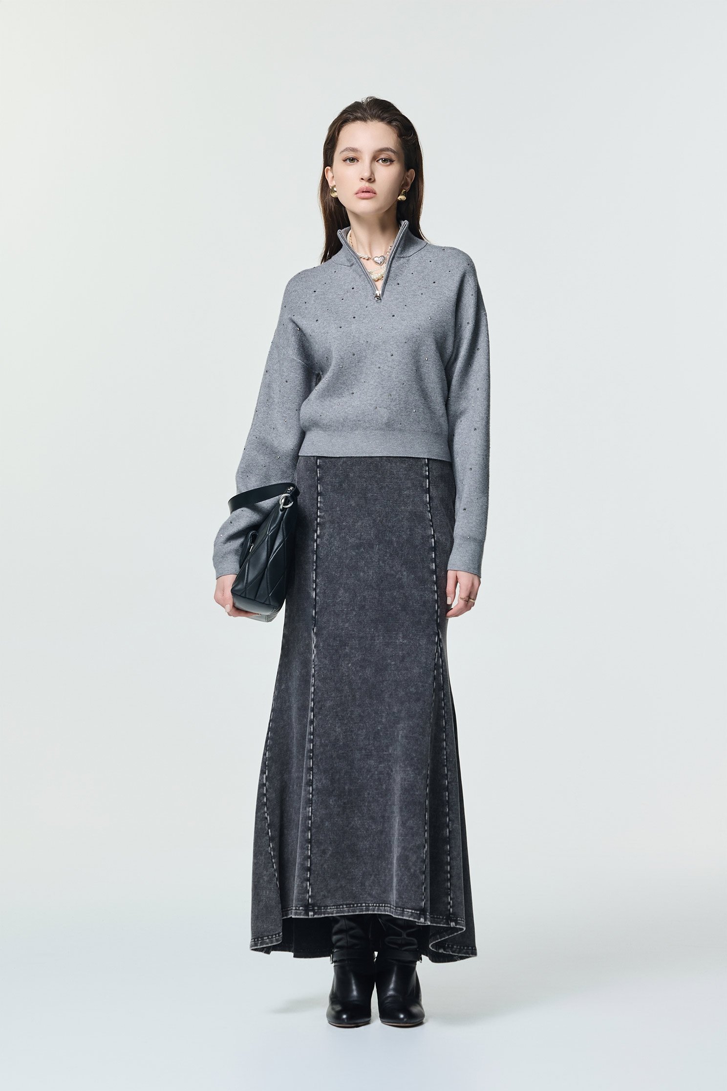 仿舊洗水魚尾長裙仿舊洗水魚尾長裙,丹寧,牛仔裙,秋冬穿搭,約會特輯,純棉,長裙