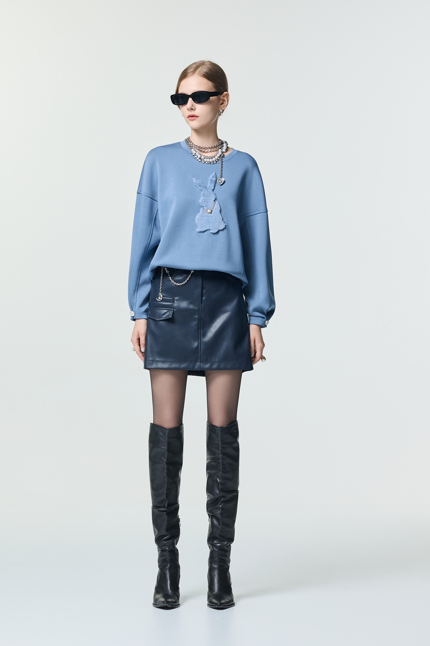 造型口袋仿皮裙造型口袋仿皮裙,春夏穿搭,短裙