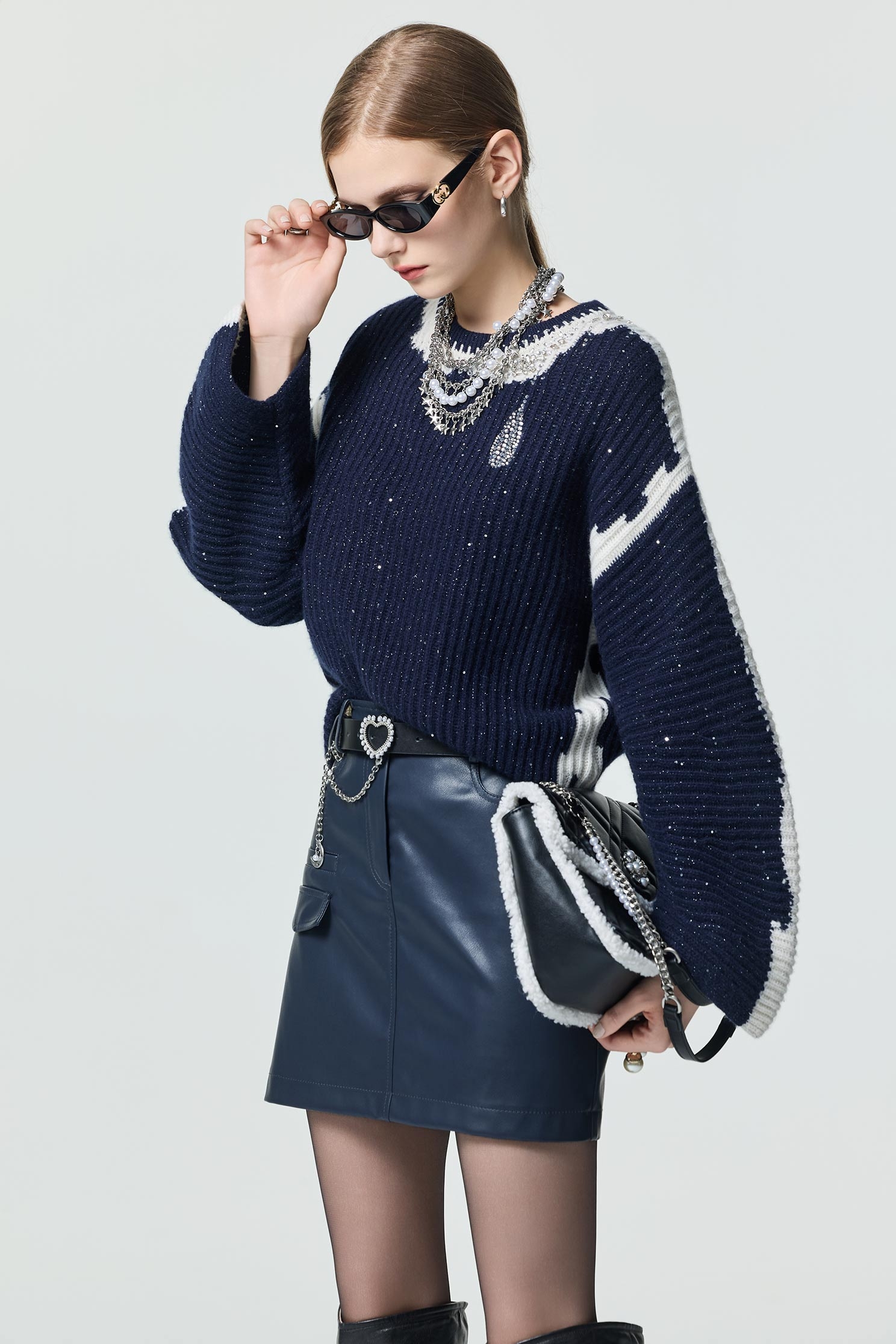 造型口袋仿皮裙造型口袋仿皮裙,春夏穿搭,短裙