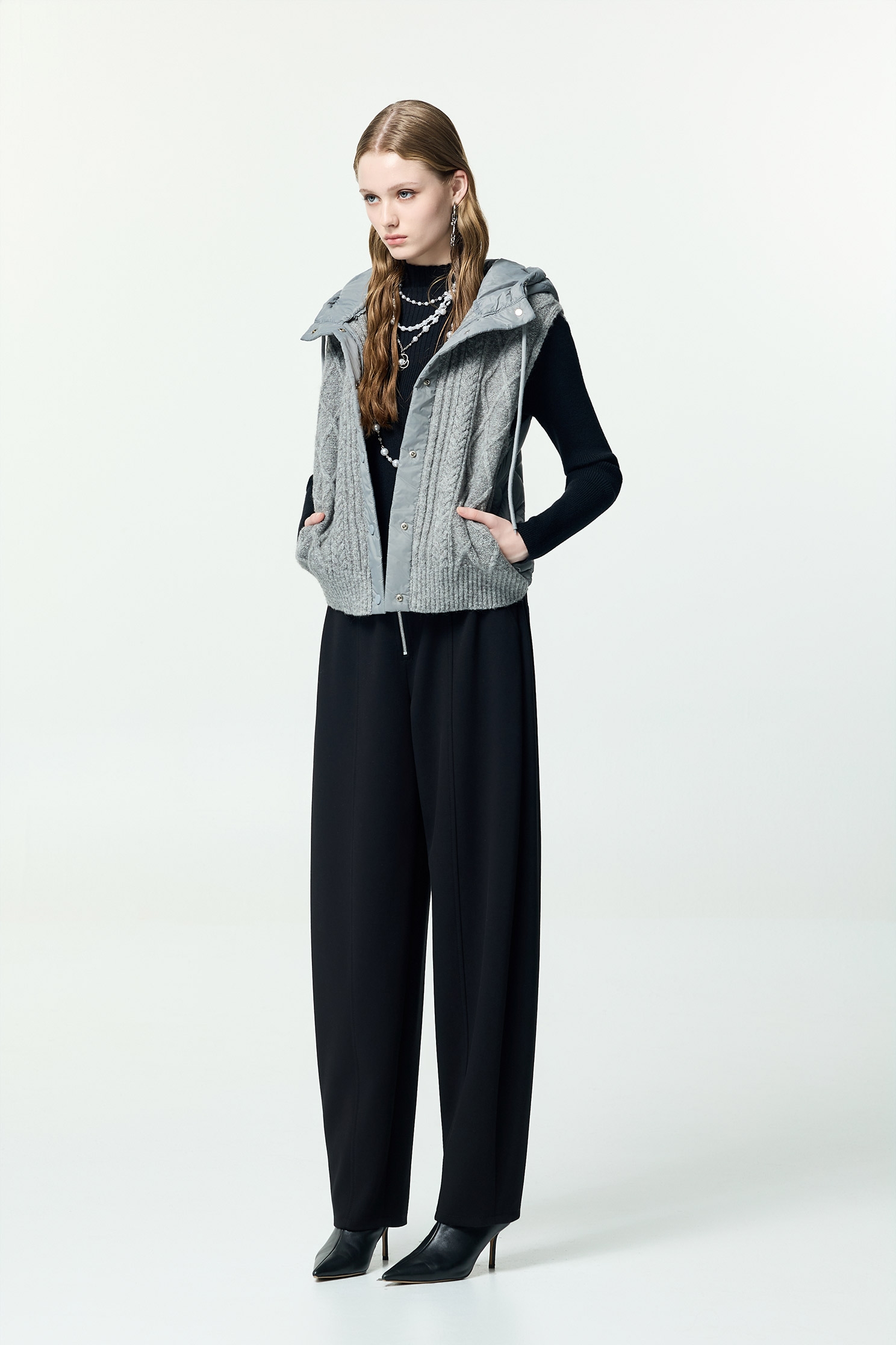 裝飾腰廓型褲裝飾腰廓型褲,秋冬穿搭,褲子,黑色褲子