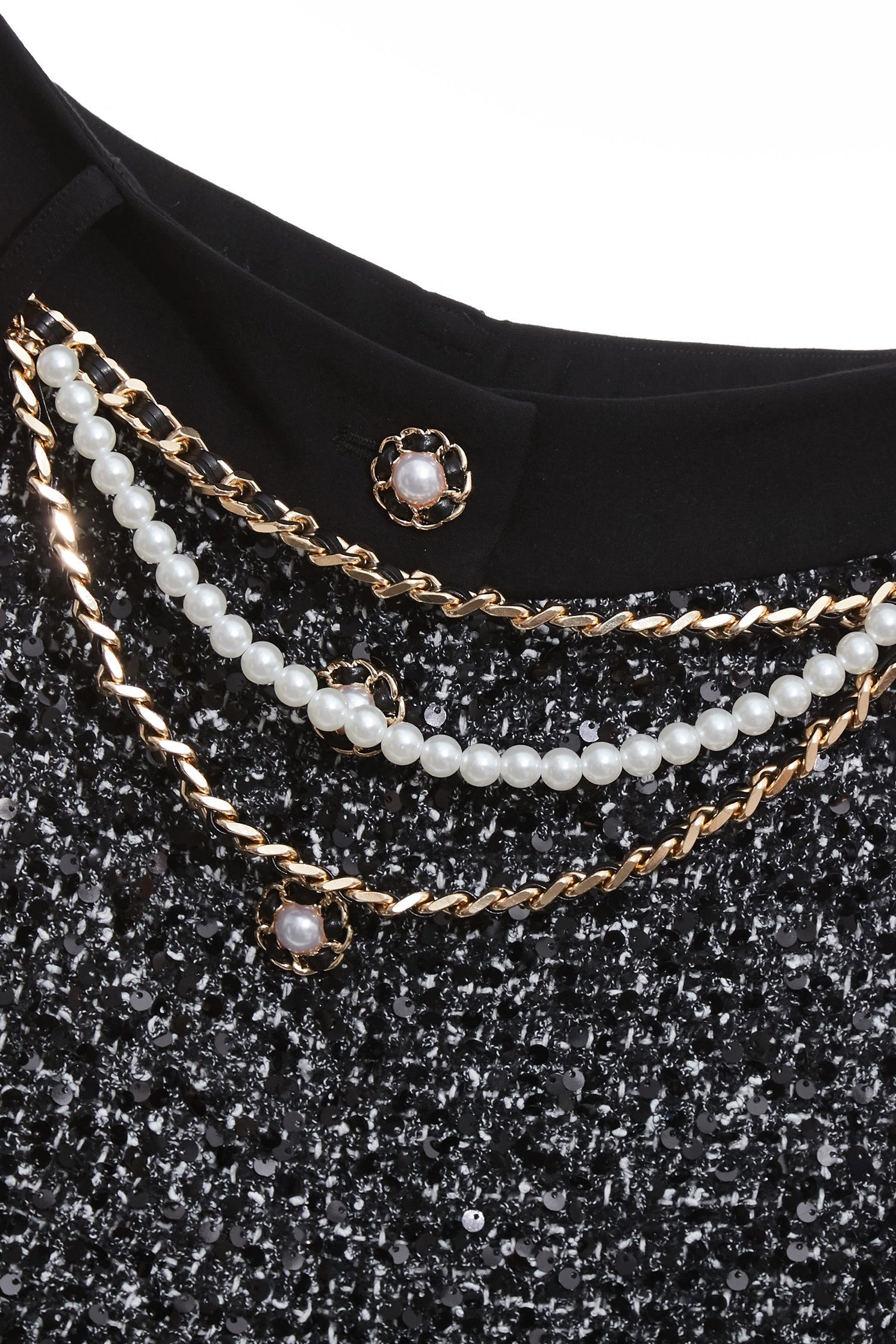 花呢紗崁亮片八分褲花呢紗崁亮片八分褲,上班OL穿搭,寬褲,春夏穿搭,派對特輯,珍珠,褲子,黑色褲子