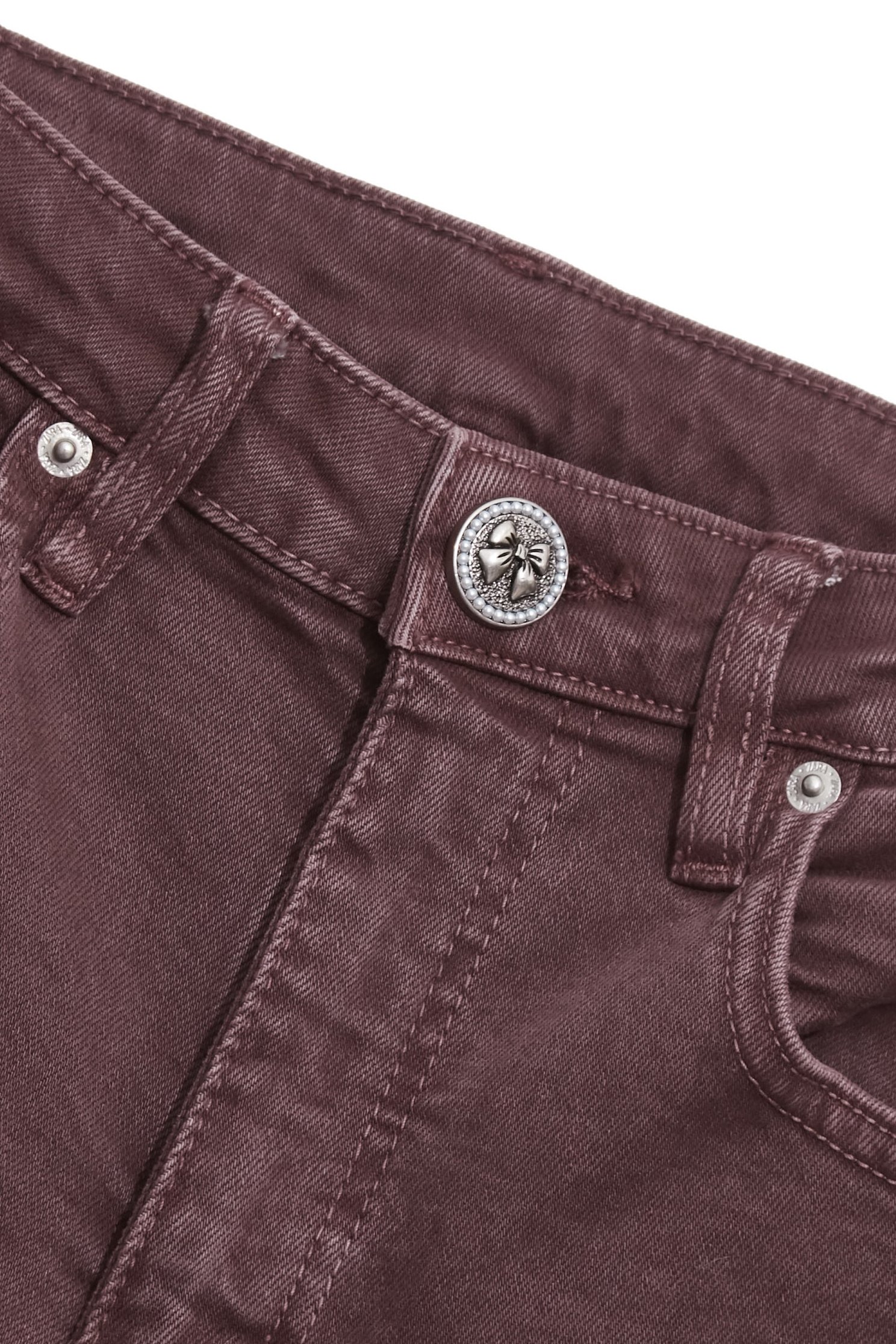 櫻桃巧克力色牛仔喇叭褲櫻桃巧克力色牛仔喇叭褲,上班OL穿搭,喇叭褲,春夏穿搭,牛仔,牛仔褲,約會特輯,純棉,蝴蝶結,褲子