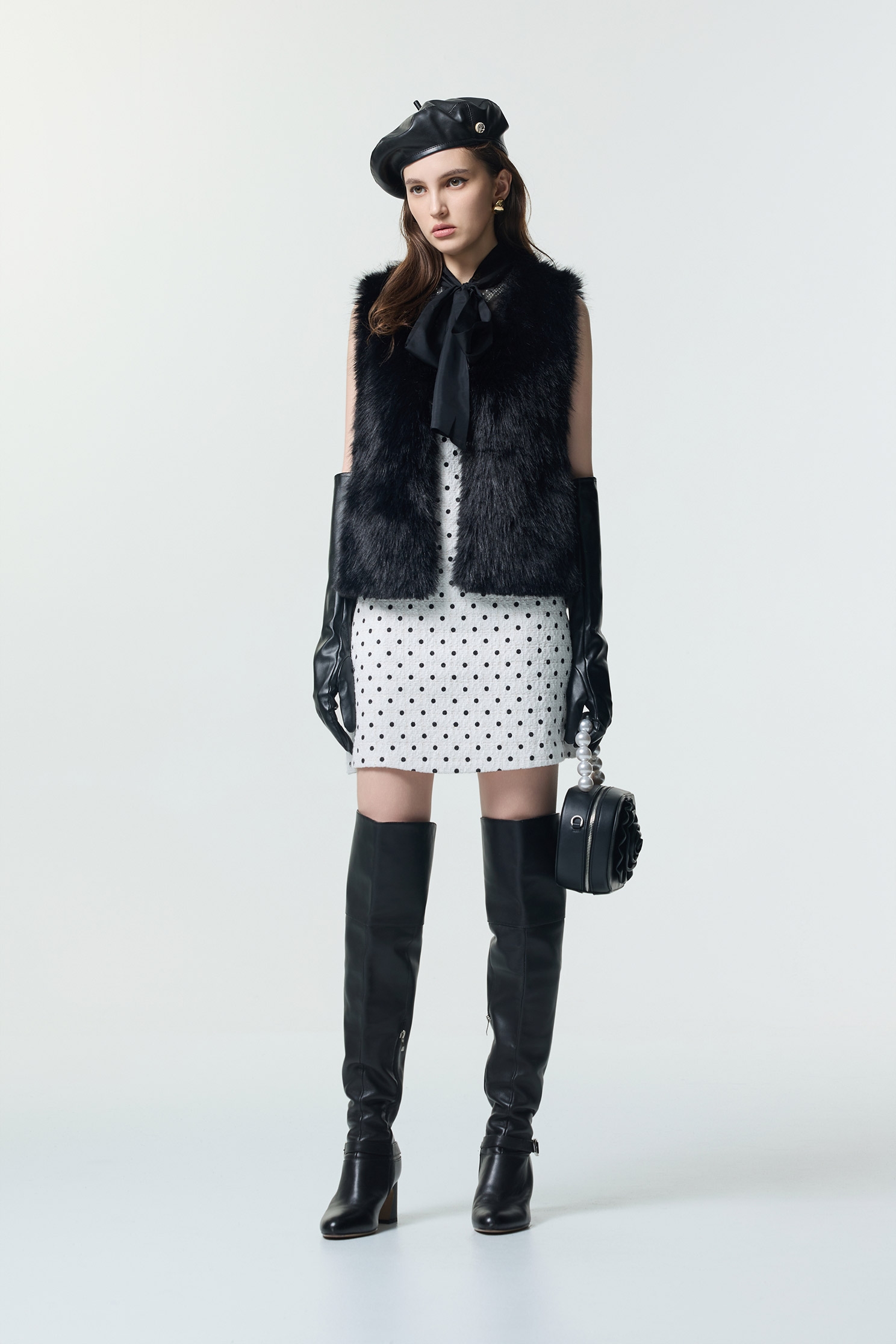 小香風波點印花短洋裝小香風波點印花短洋裝,一般洋裝,小香風,波點,秋冬穿搭