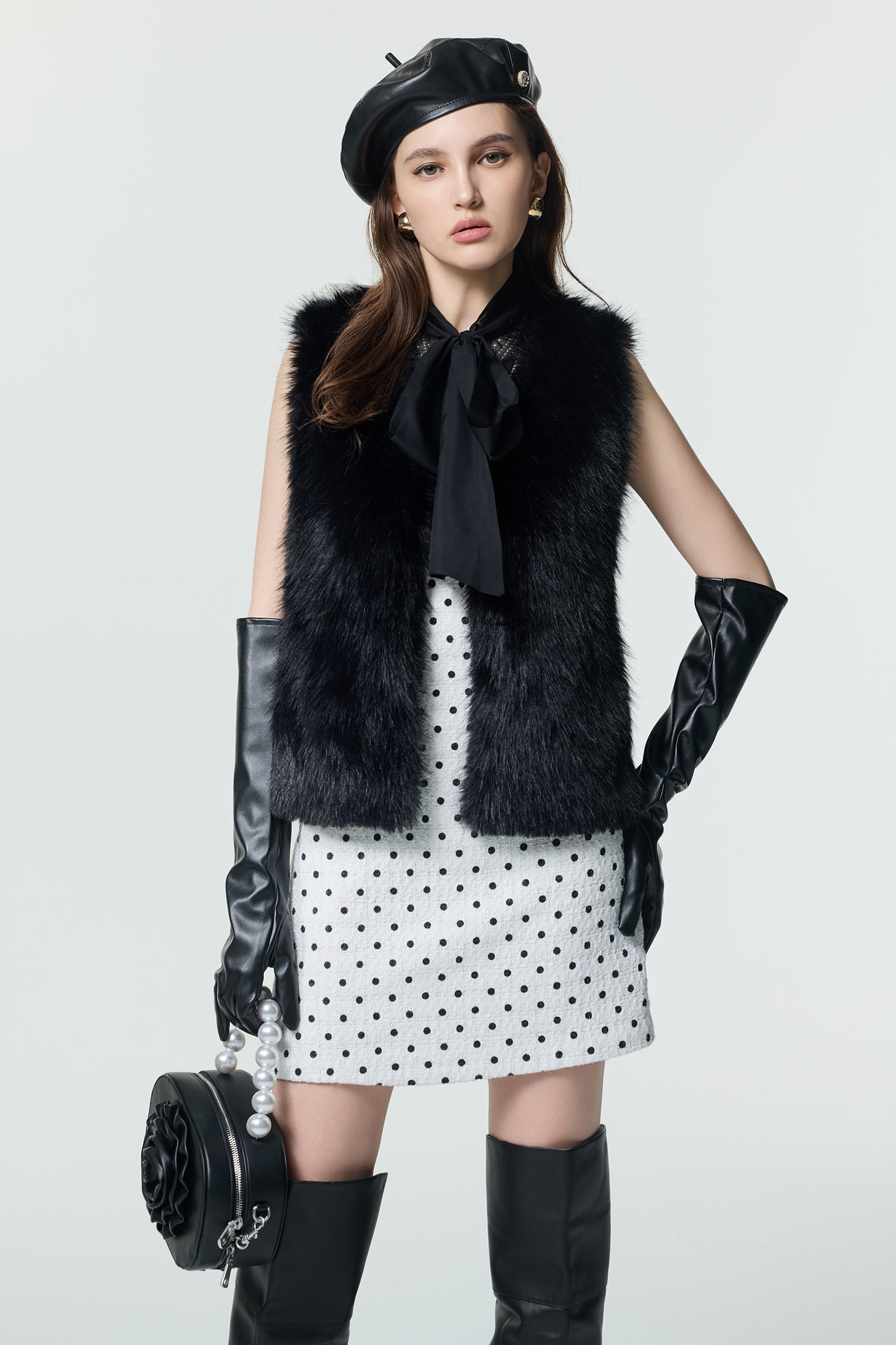 小香風波點印花短洋裝小香風波點印花短洋裝,一般洋裝,小香風,波點,秋冬穿搭