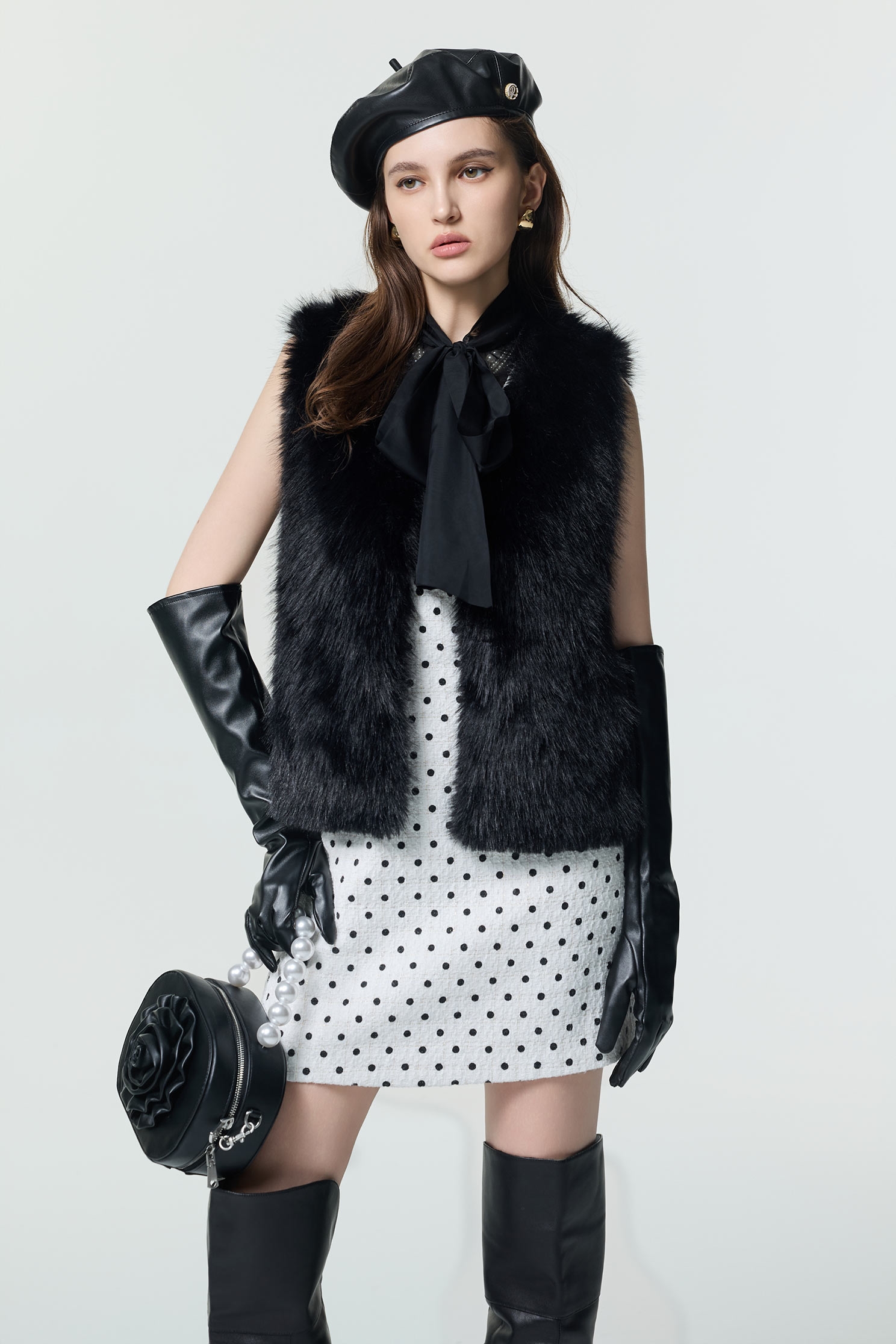 小香風波點印花短洋裝小香風波點印花短洋裝,一般洋裝,小香風,波點,秋冬穿搭