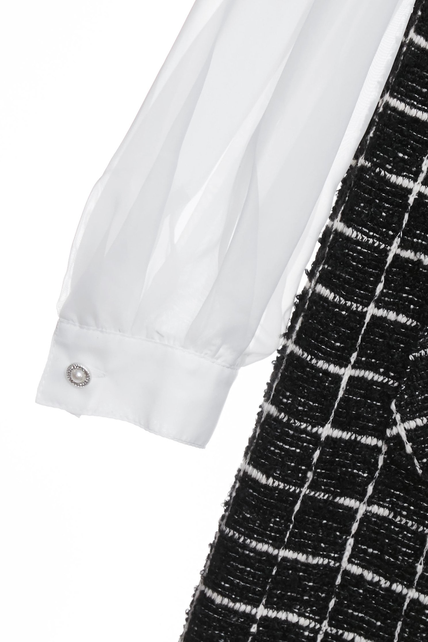 經典黑白格偽兩件式洋裝經典黑白格偽兩件式洋裝,一般洋裝,春夏穿搭,珍珠,荷葉,針織