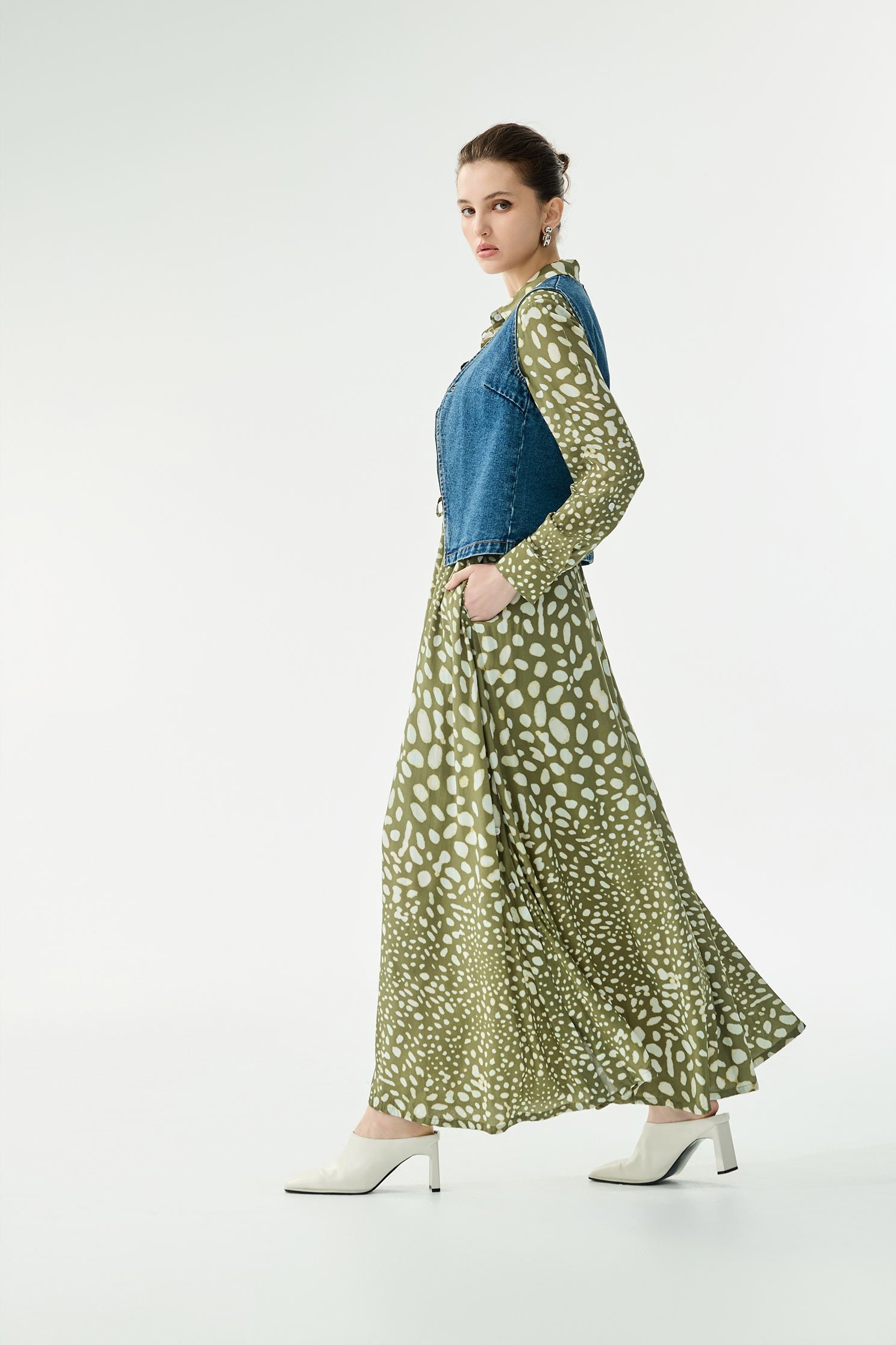 鹿紋印花長洋裝鹿紋印花長洋裝,一般洋裝,春夏穿搭