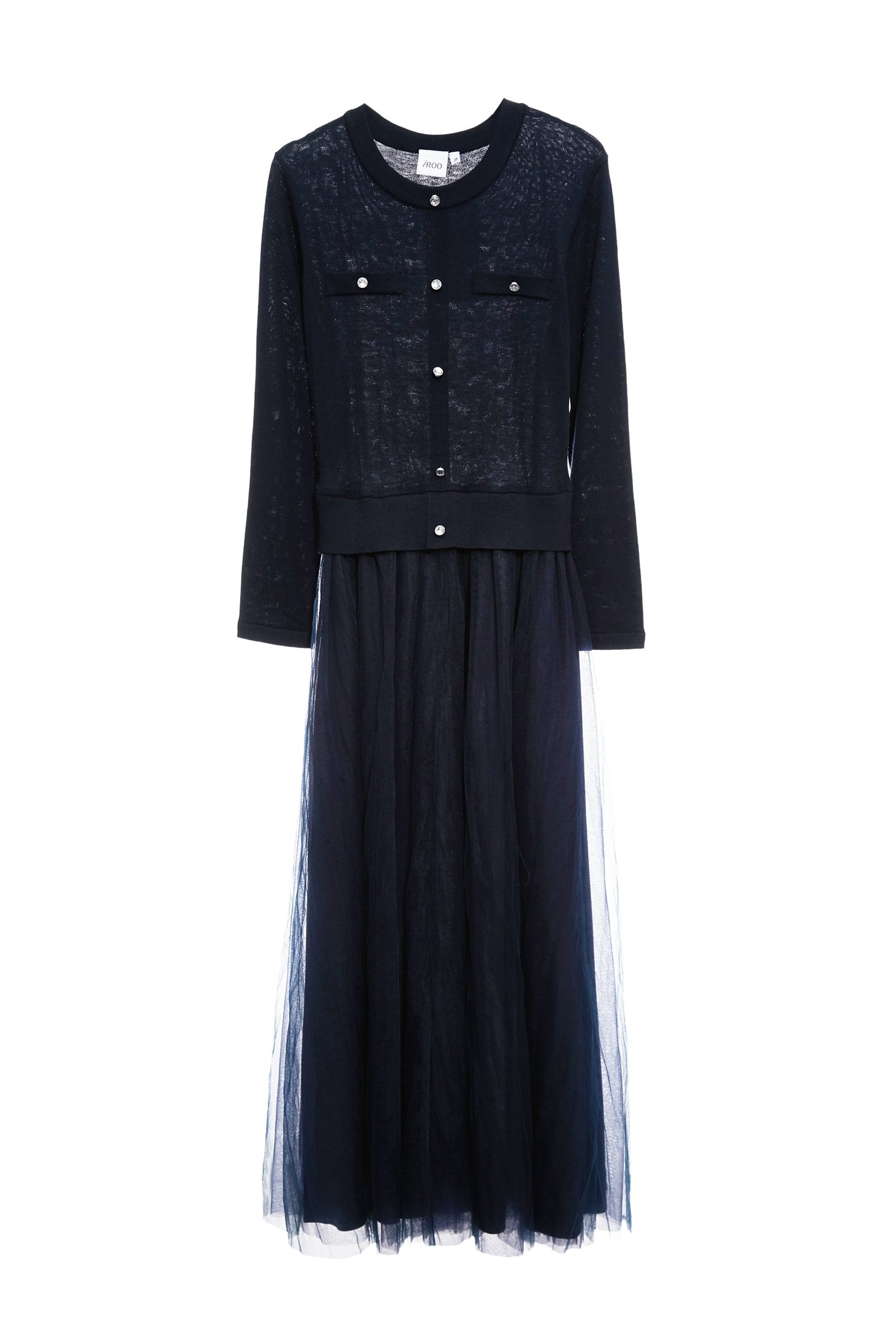 濃厚靛藍網紗洋裝濃厚靛藍網紗洋裝,一般洋裝,上班OL穿搭,春夏穿搭,約會特輯,網紗,針織,長裙