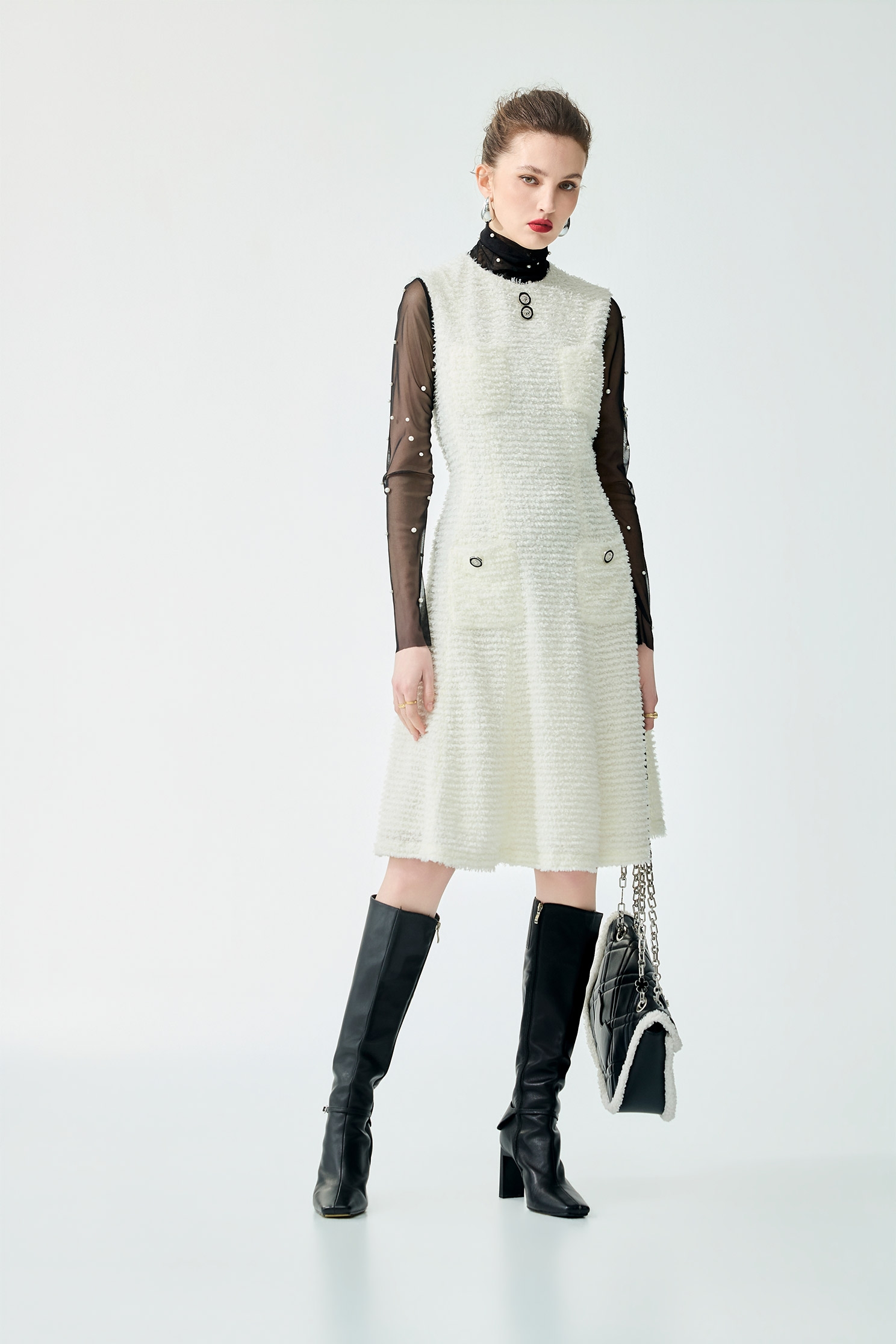 奶白色帶子紗小香風洋裝奶白色帶子紗小香風洋裝,一般洋裝,上班OL穿搭,小香風,春夏穿搭,洋裝特輯,派對特輯,白色洋裝