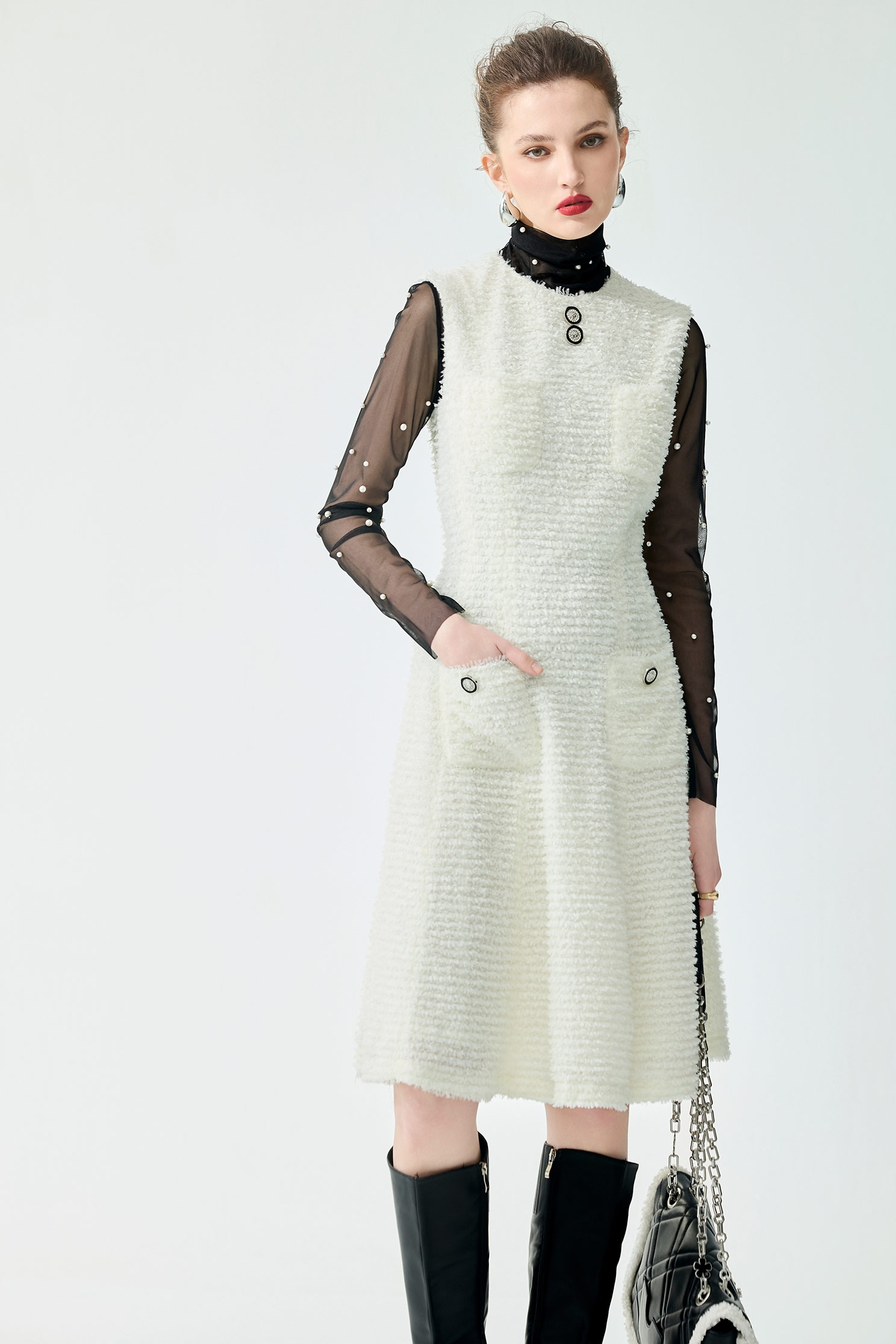 奶白色帶子紗小香風洋裝奶白色帶子紗小香風洋裝,一般洋裝,上班OL穿搭,小香風,春夏穿搭,洋裝特輯,派對特輯,白色洋裝