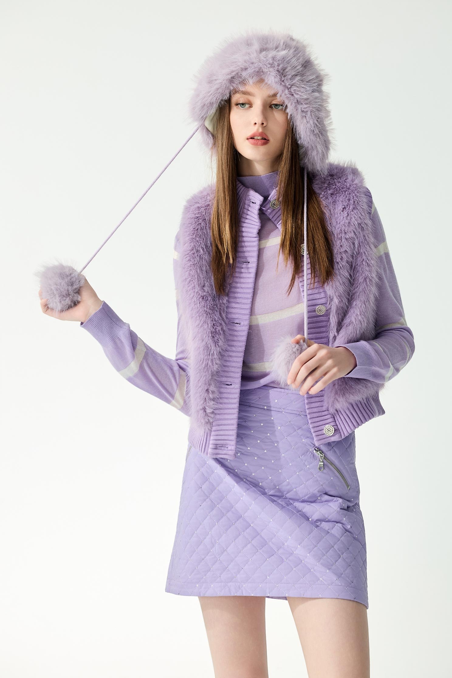 薰衣草色仿皮草背心薰衣草色仿皮草背心,一般背心,一般背心馬甲,外套,無袖背心,秋冬穿搭,約會特輯,背心