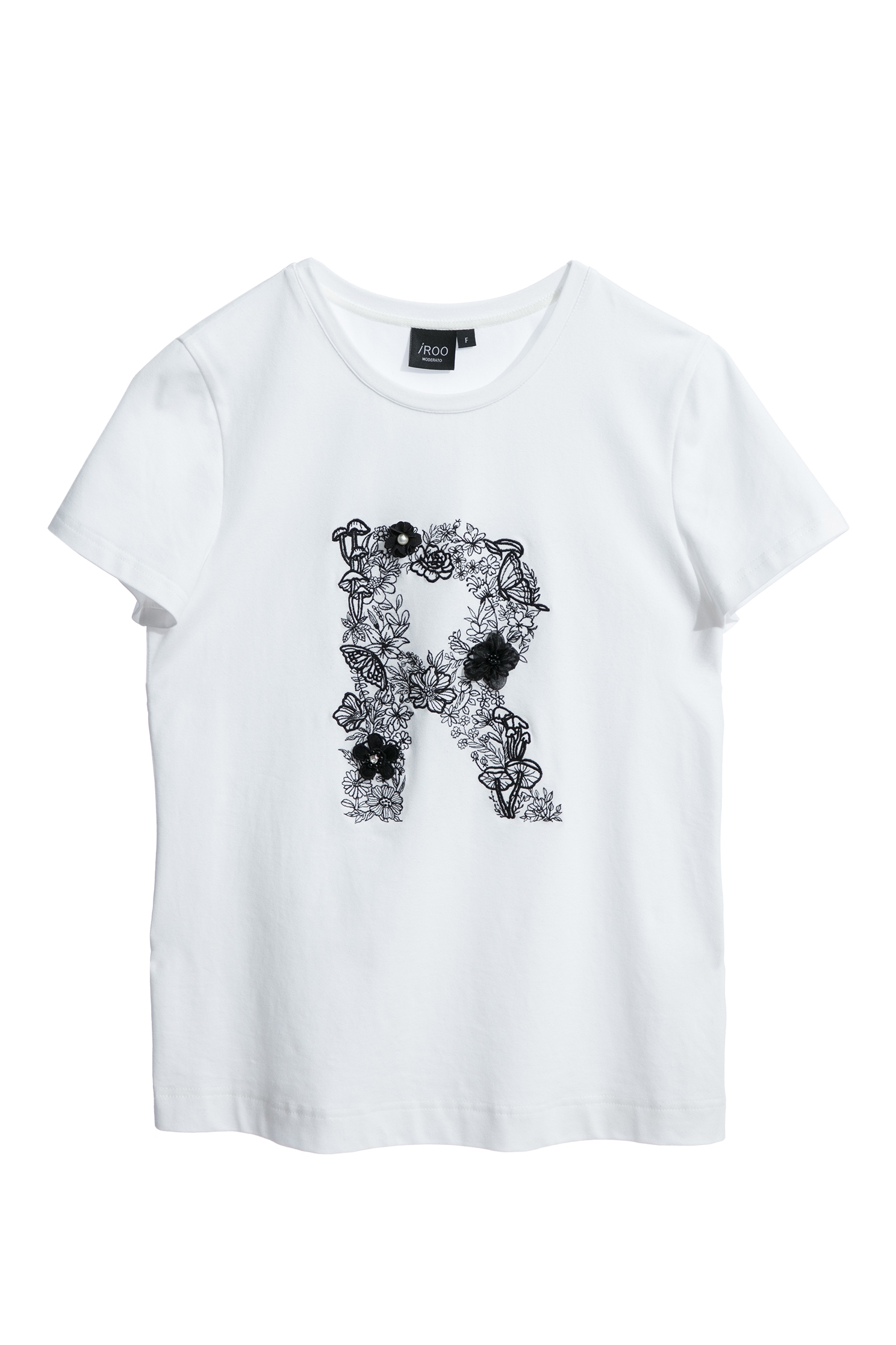 R字刺繡造型T恤上衣R字刺繡造型T恤上衣,T-Shirt,上衣,人氣商品,刺繡,白色上衣,秋冬穿搭