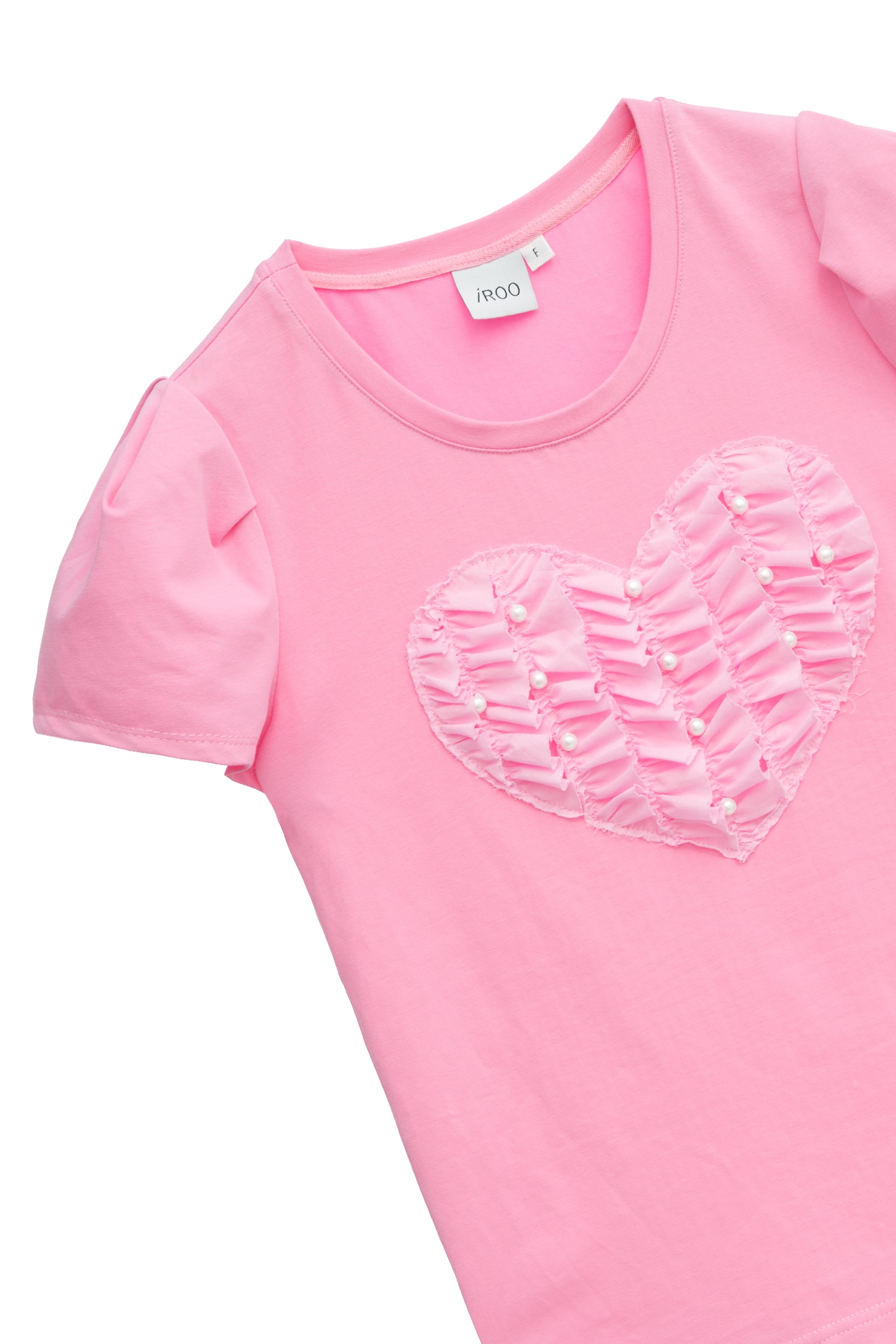 芭比粉愛心T恤上衣芭比粉愛心T恤上衣,T-Shirt,上衣,珍珠,秋冬穿搭,荷葉,蕾絲