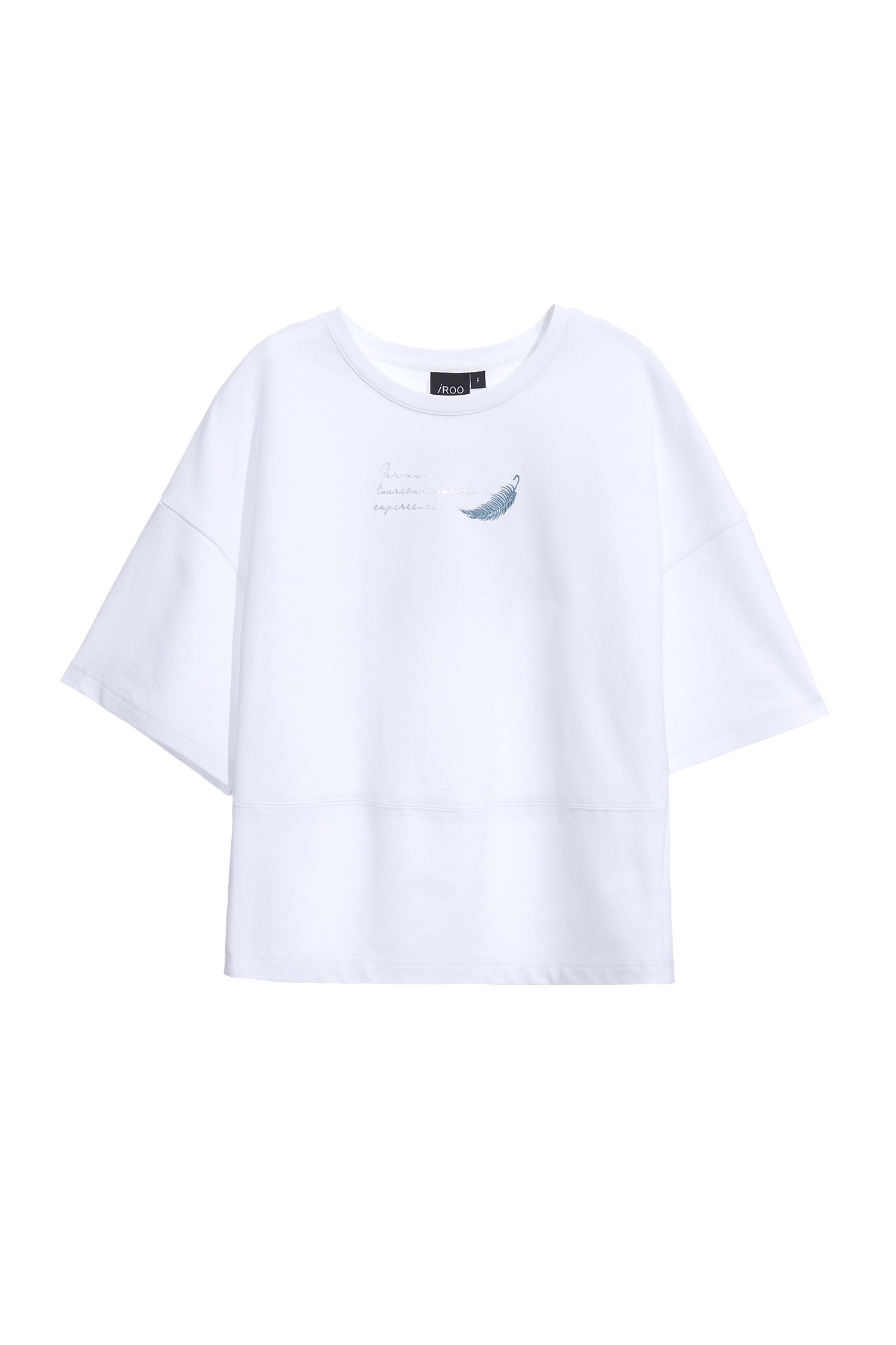 羽毛刺繡T恤上衣羽毛刺繡T恤上衣,T-Shirt,上衣,刺繡,圓領上衣,春夏穿搭,白色上衣,純棉,舒適主義