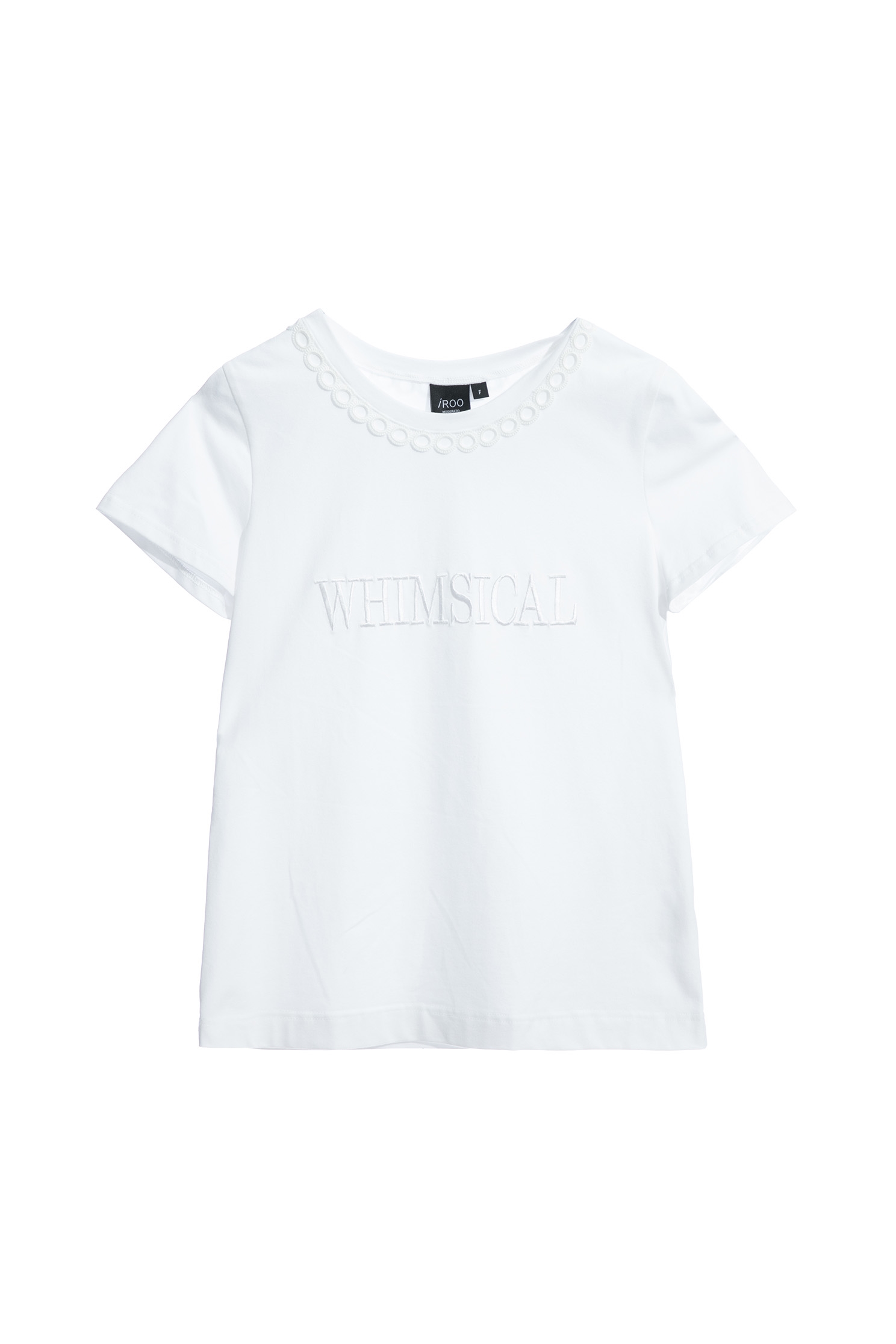 領口花邊繡花T恤領口花邊繡花T恤,T-Shirt,上衣,白色上衣,秋冬穿搭,純棉,繡花
