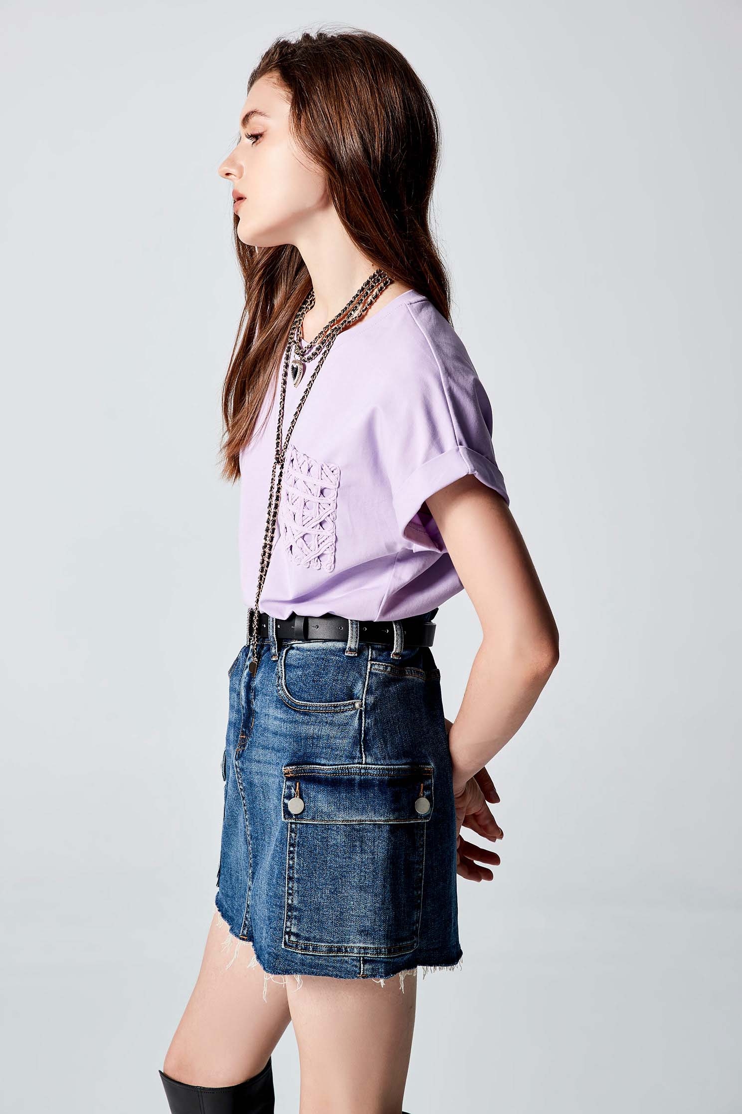 數字薰衣草色T恤上衣數字薰衣草色T恤上衣,T-Shirt,上衣,人氣商品,秋冬穿搭,純棉